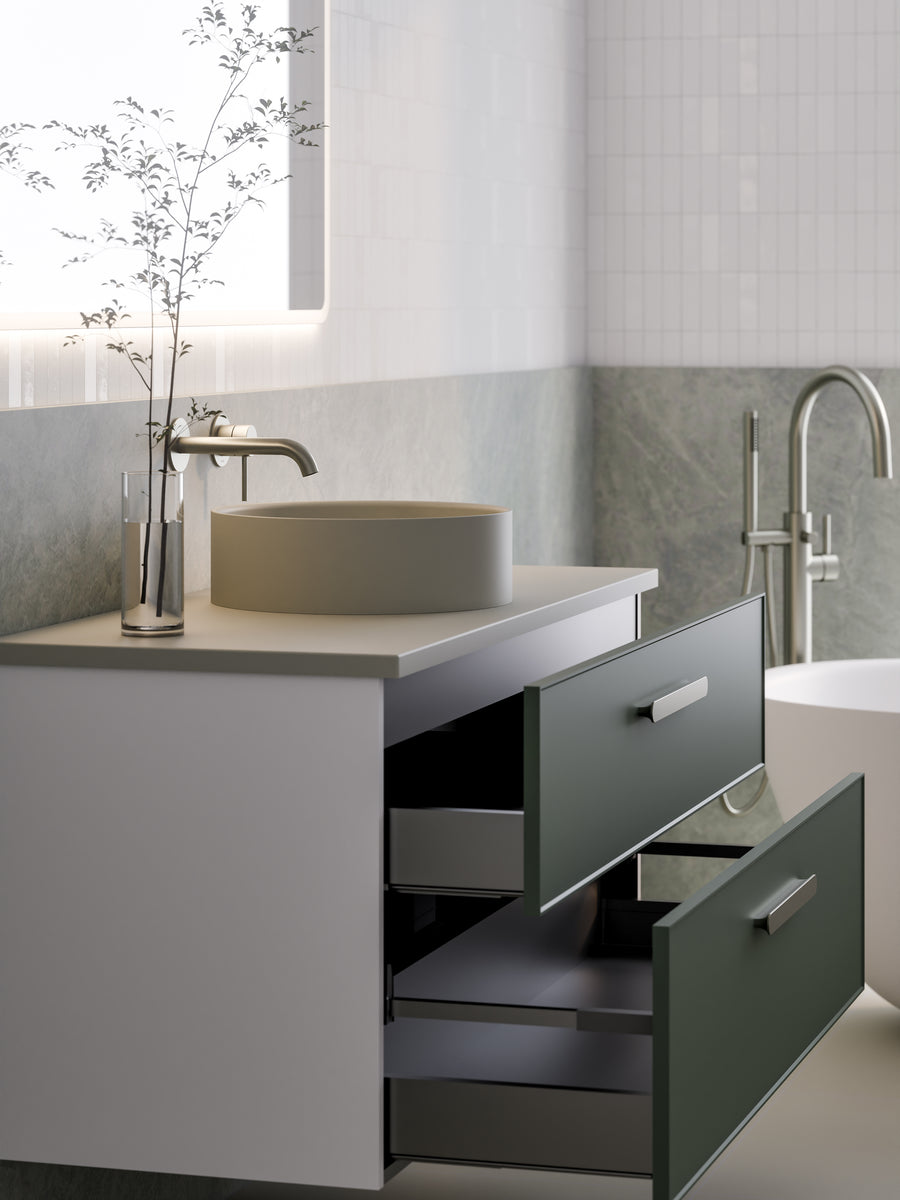 LINEARE 1200 AXEL DOUBLE DRAWER VANITY - SOLID SLAB TOP WHOLESALE
