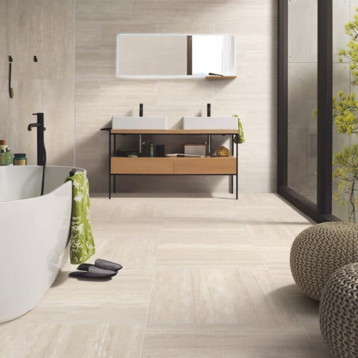 BEIGE TRAVERTINE IN OUT P2 P4 MATTE TILES 600X600