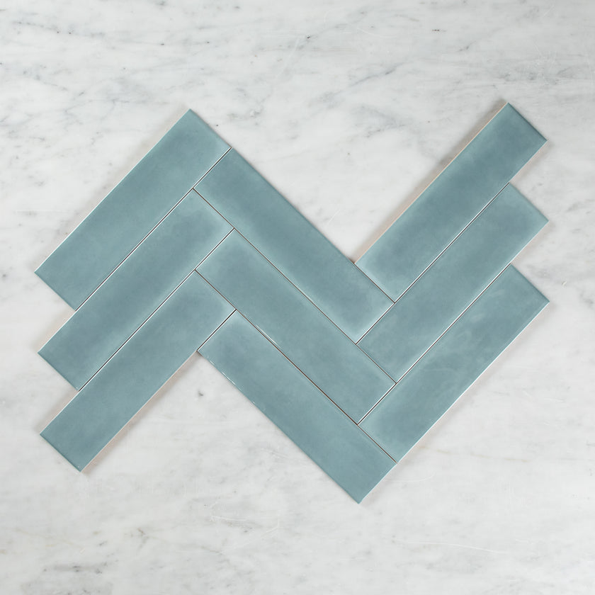 BOUTIQUE SUBWAY BABY BLUE GLOSS RIPPLE TILE 75×300