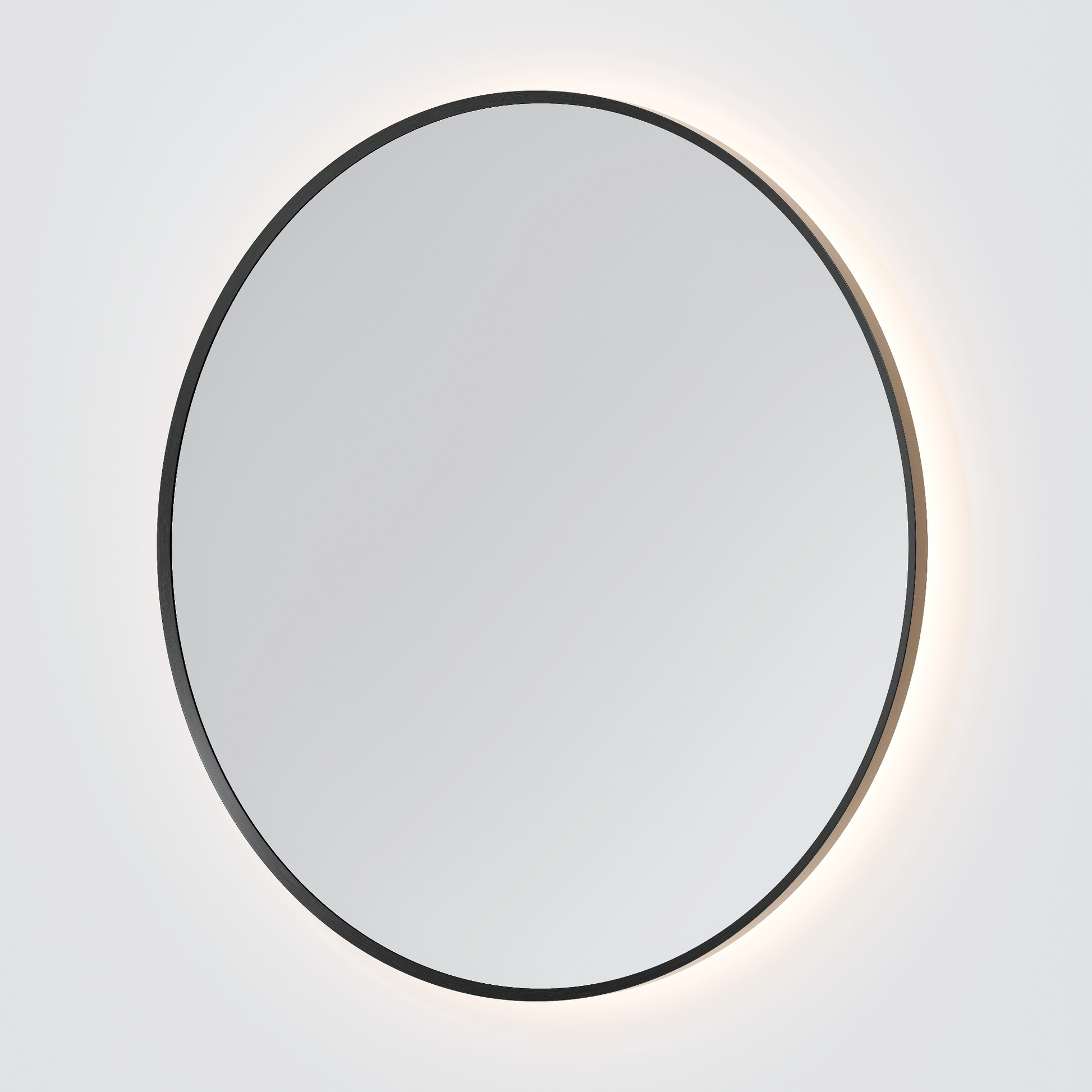 CODE AURA ROUND FRAMED GUNMETAL LED MIRROR