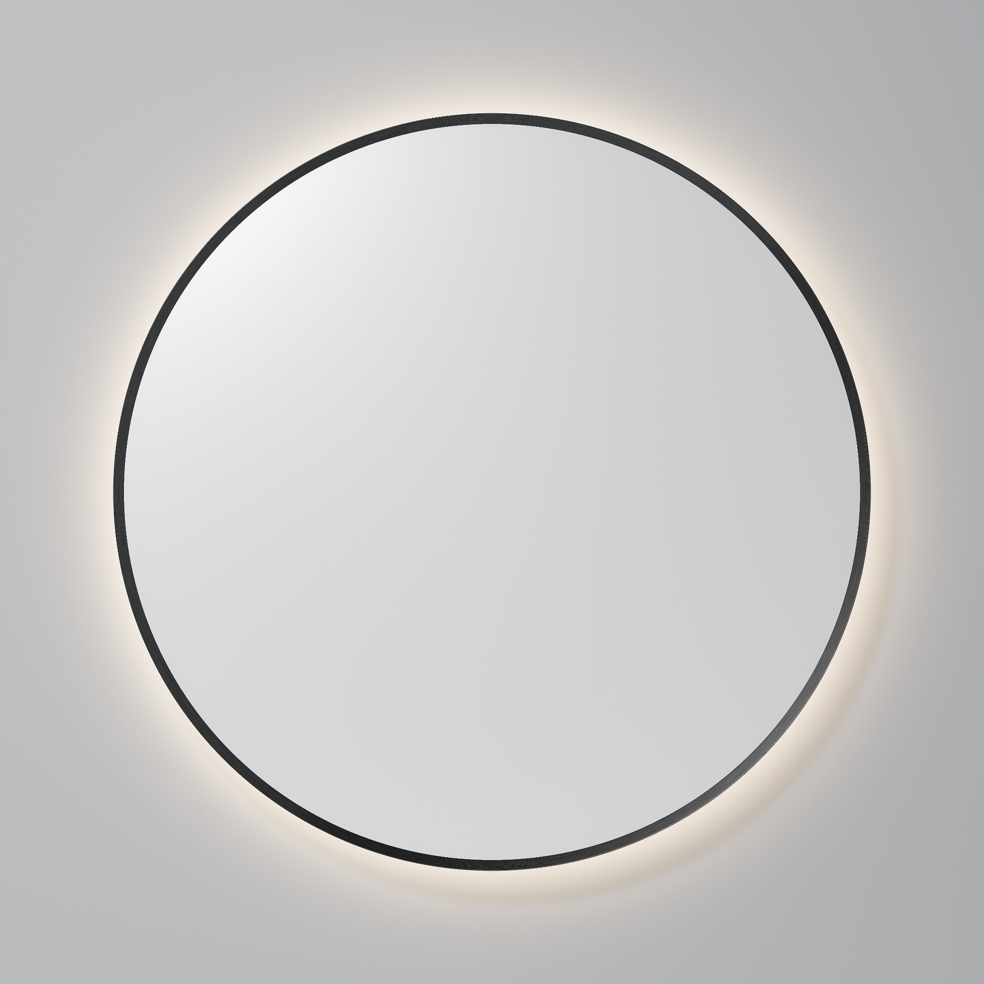 CODE AURA ROUND FRAMED GUNMETAL LED MIRROR