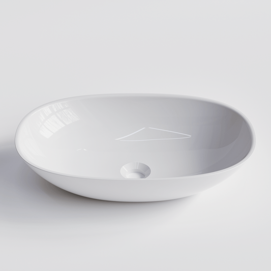 OVAL GLOSS WHITE VILLASTONE BATHROOM BASIN