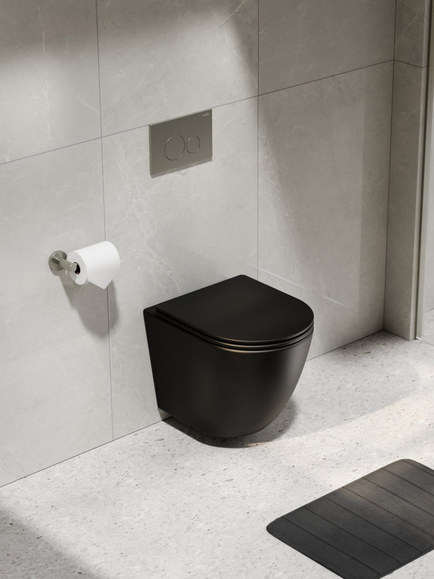 CODE FLOW TYPHOON WALL HUNG TOILET SUITE | BRUSHED NICKEL BUTTON
