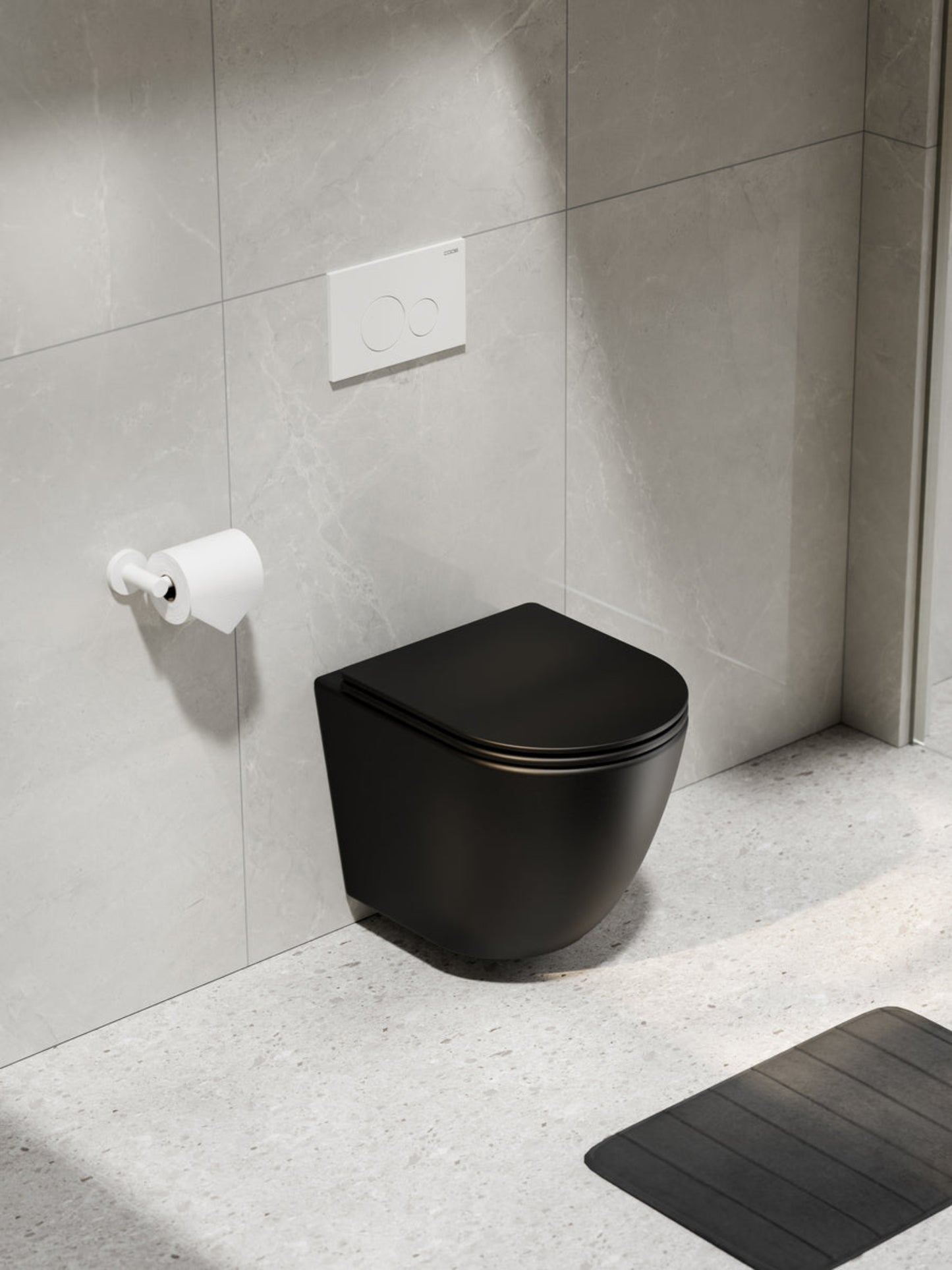 CODE FLOW TYPHOON WALL HUNG TOILET SUITE | MATTE WHITE BUTTON