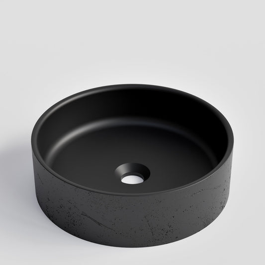 ROUND BLACK CONCRETE BATHROOM BASIN