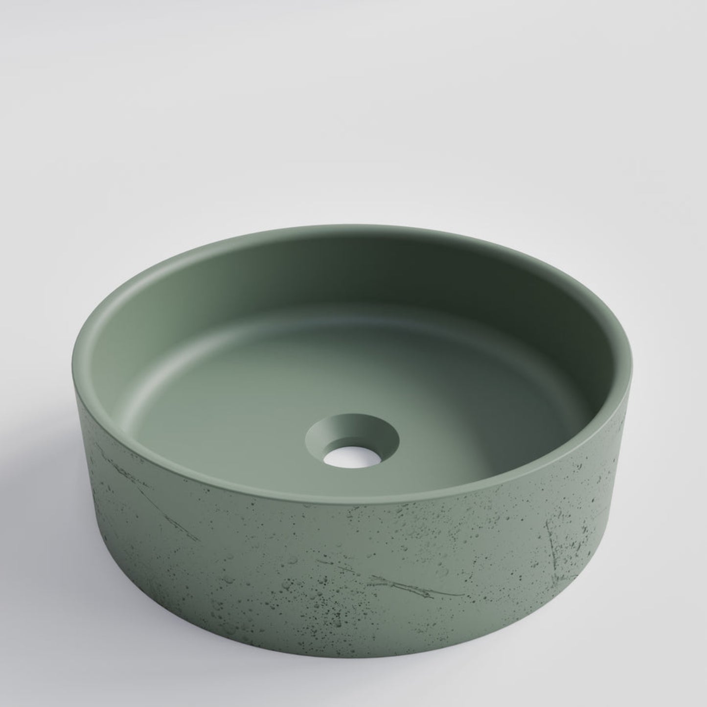 ROUND GREEN CONCRETE BATHROOM BASIN