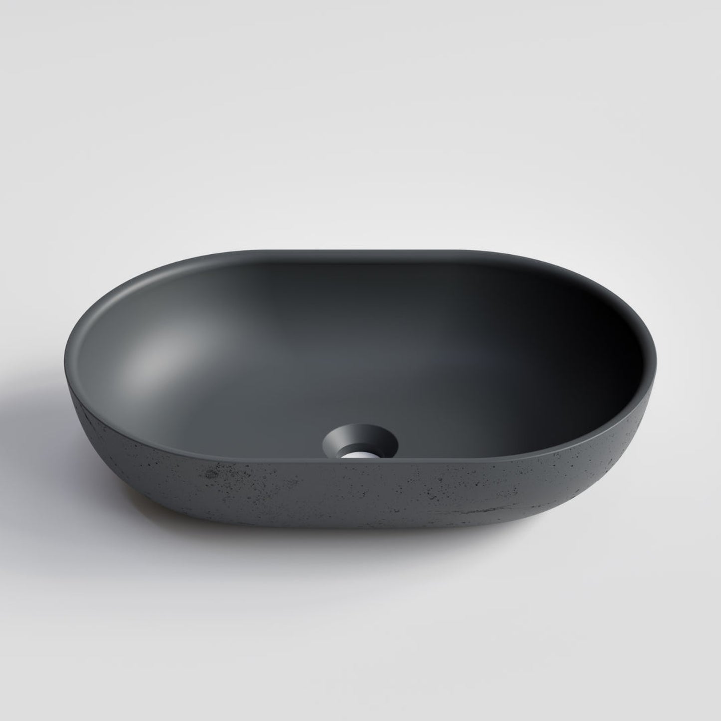 OVAL DARK GREY CONCRETE BATHROOM BASIN