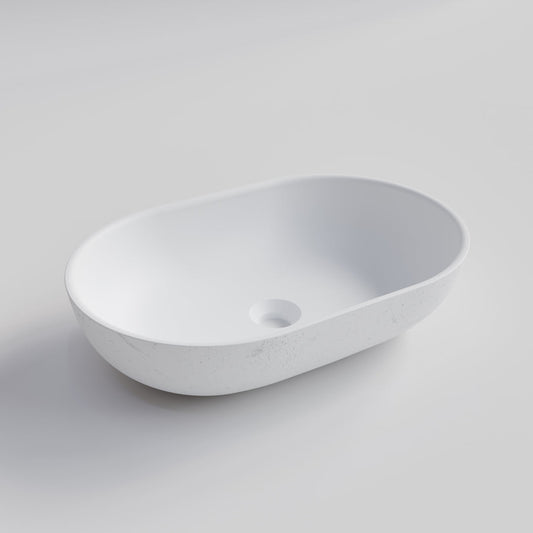 OVAL WHITE CONCRETE BATHROOM BASIN