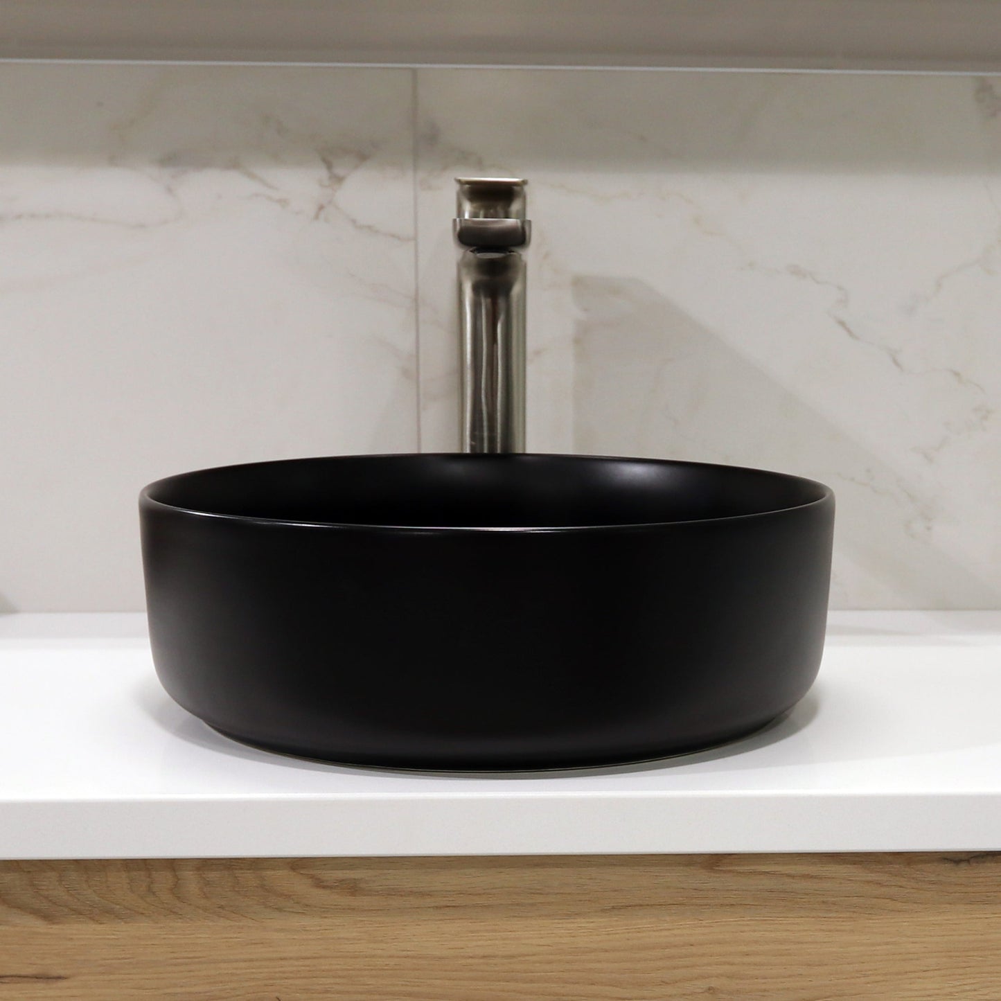 ROUND MATTE BLACK CERAMIC BATHROOM BASIN
