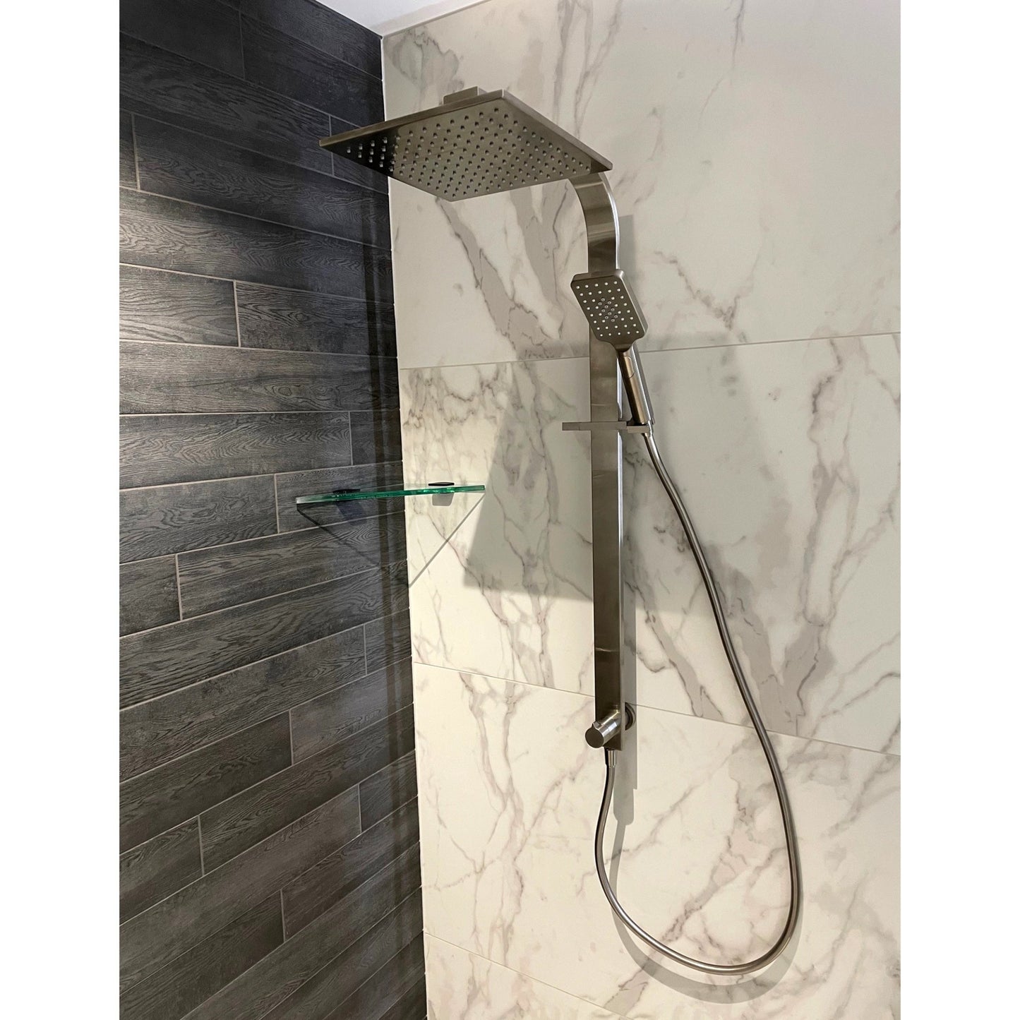 CODE PURE SQUARE SHOWER COLUMN 3 FUNCTION BRUSHED NICKEL