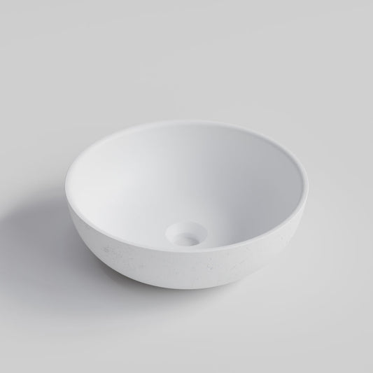 ROUND WHITE CONCRETE BATHROOM BASIN