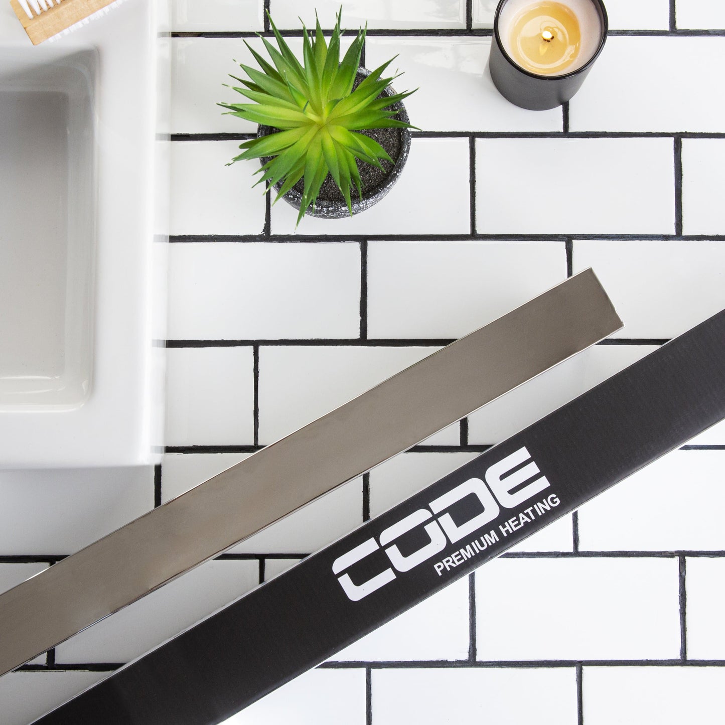 CODE SQUARE SINGLE BARS 850MM BRUSHED STAINLESS