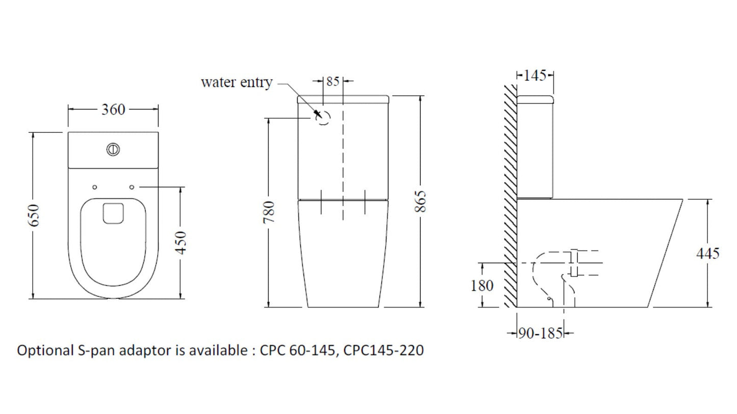 CODE PURE OVERHEIGHT BTW TOILET SUITE RANGE