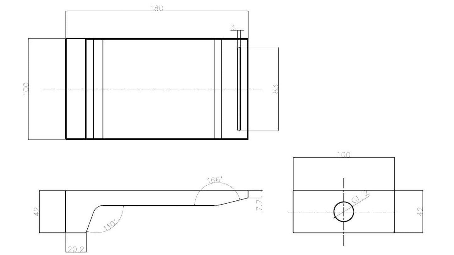 CODE PURE 180 WATERFALL BATH SPOUT - 7 COLOURS