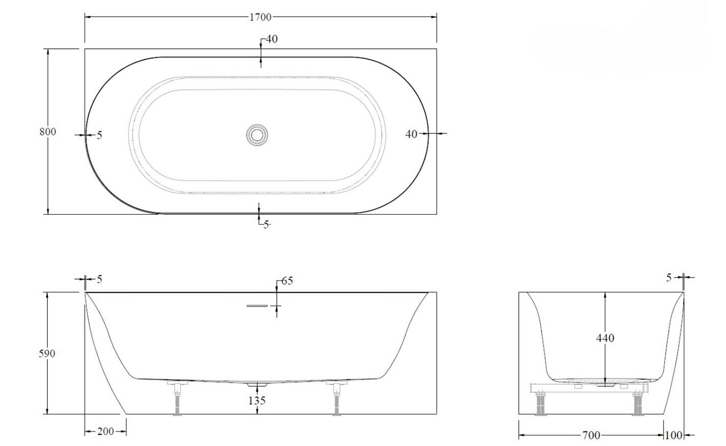 CODE ENDURA ARC ACRYLIC CORNER BATH | 1700 RANGE WHOLESALE