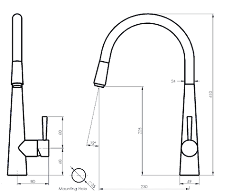 GREENS GALIANO PULLOUT SINK MIXER