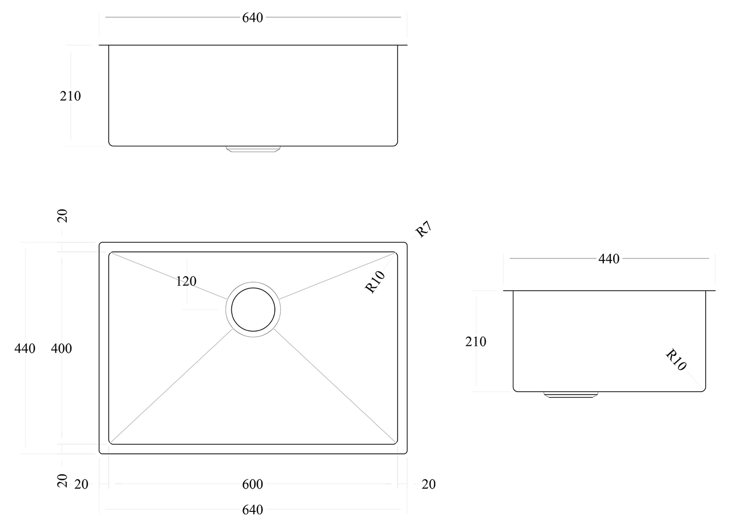 CODE ASPEN 600X400 PVD 304 STAINLESS STEEL SINKS