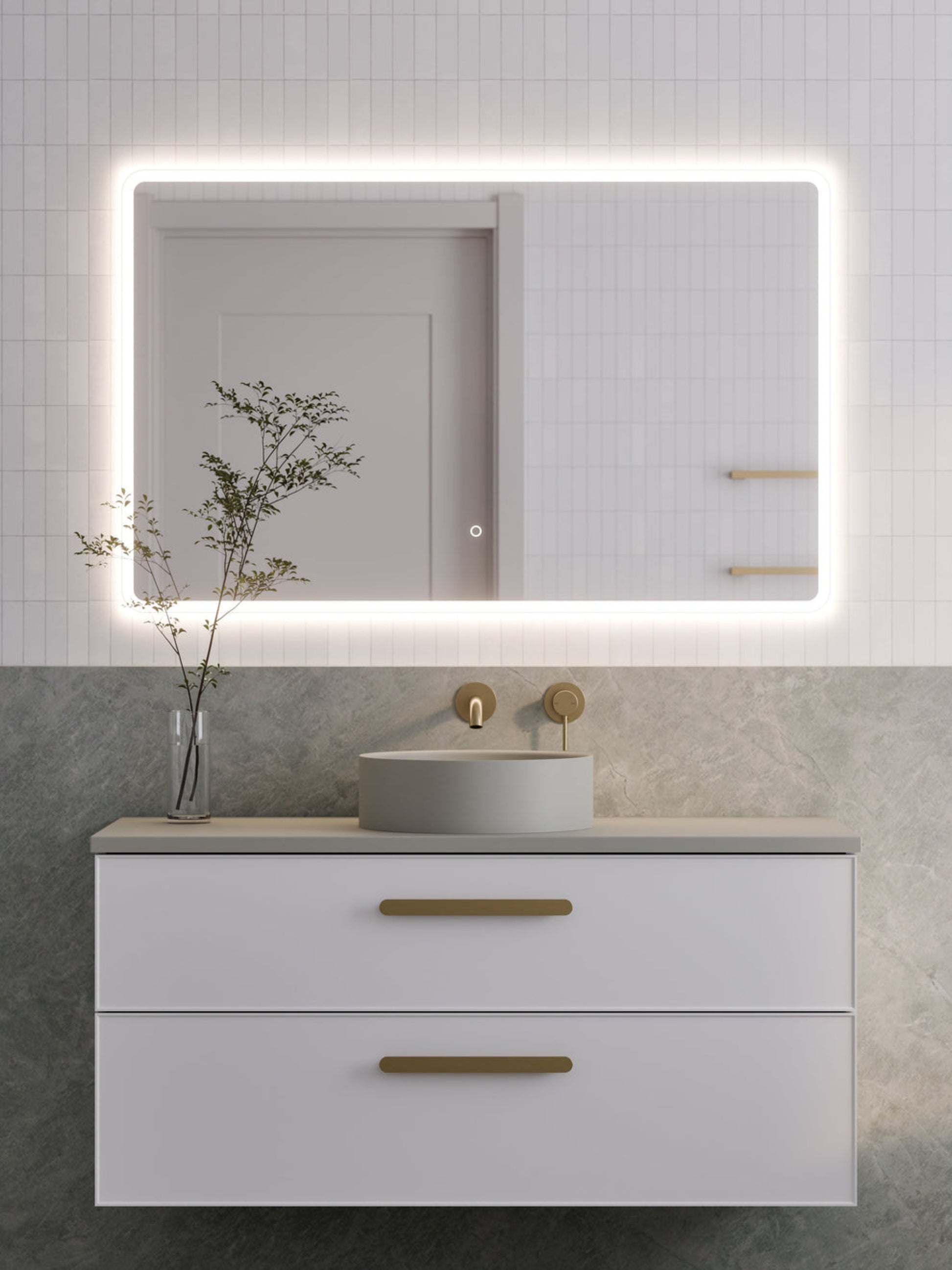 LINEARE 1200 AXEL DOUBLE DRAWER BATHROOM VANITY - SOLID SLAB TOP MATTE WHITE