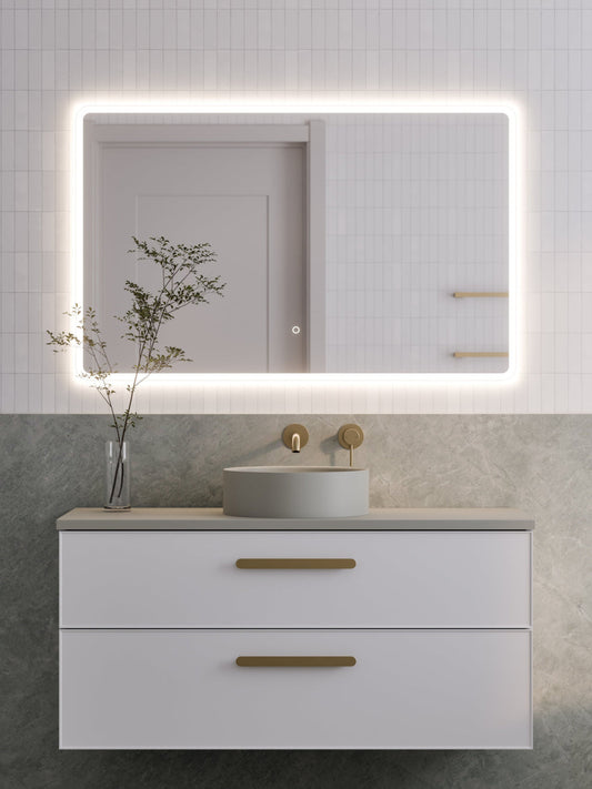 LINEARE 1200 AXEL DOUBLE DRAWER BATHROOM VANITY - SOLID SLAB TOP MATTE WHITE