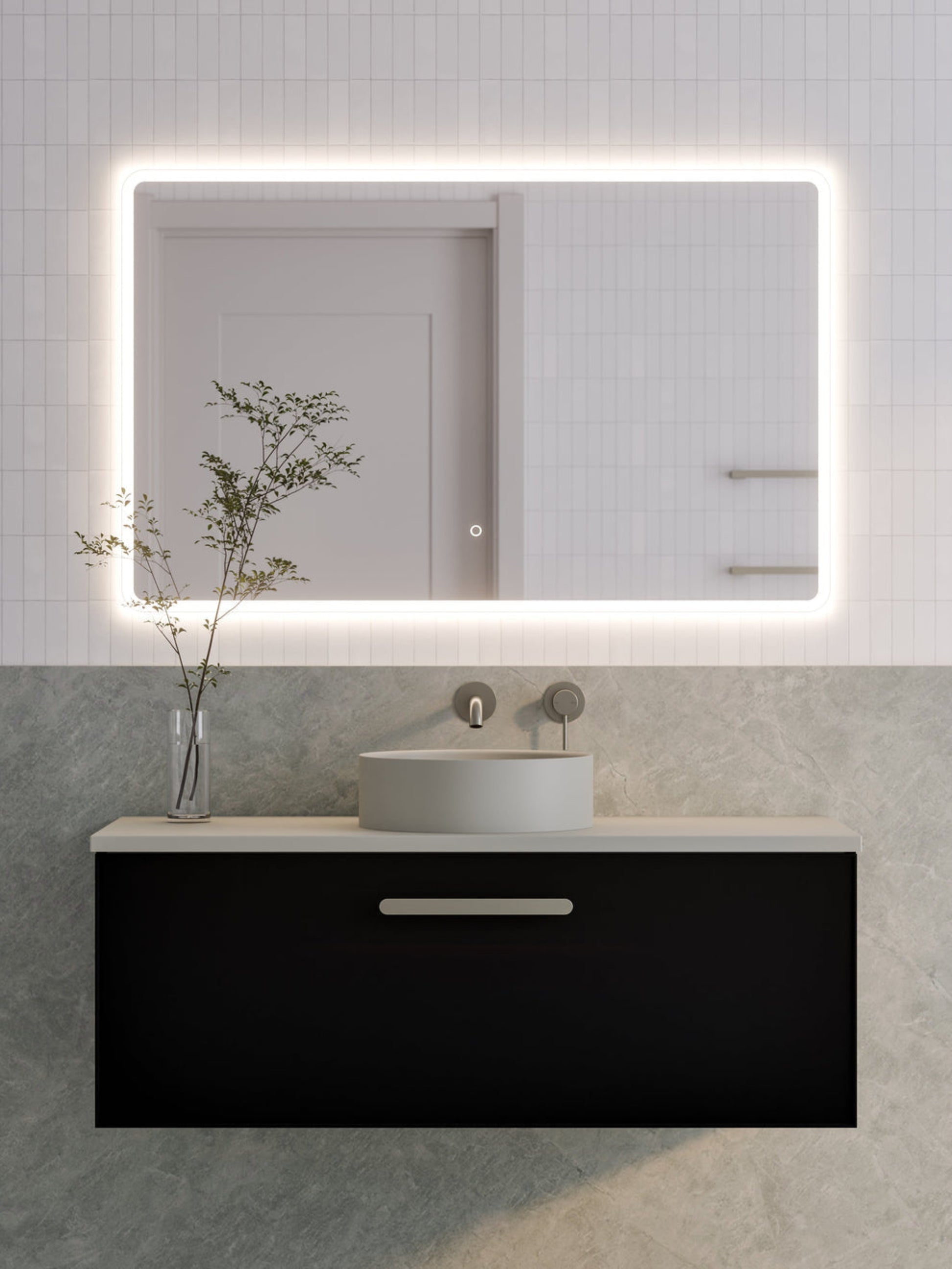 LINEARE 1200 AXEL SINGLE DRAWER BATHROOM VANITY - SOLID SLAB TOP MATTE BLACK