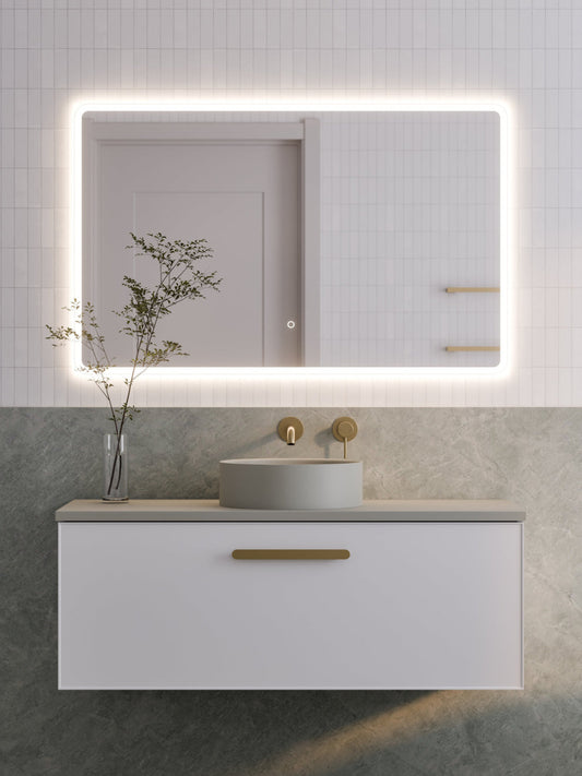 LINEARE 1200 AXEL SINGLE DRAWER BATHROOM VANITY - SOLID SLAB TOP MATTE WHITE