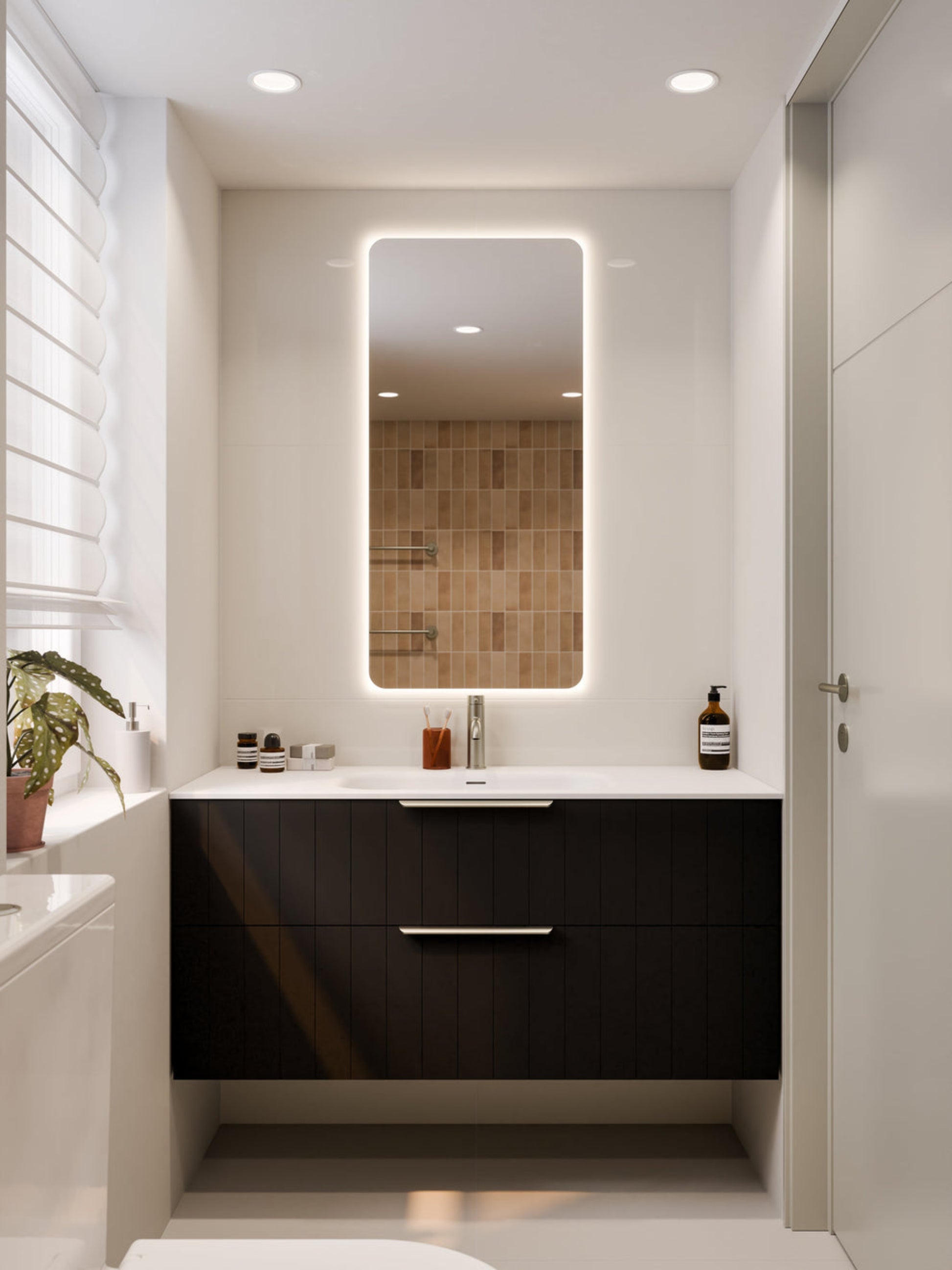 LINEARE 1200 COASTAL DOUBLE DRAWER BATHROOM VANITY MATTE BLACK