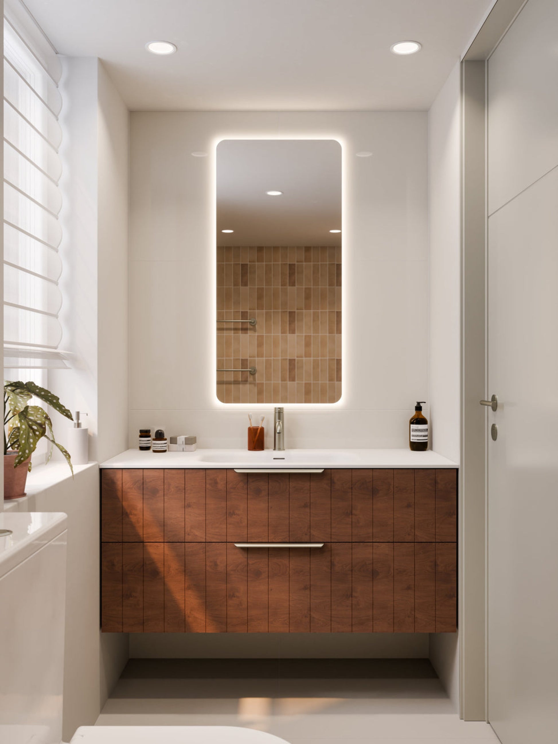 LINEARE 1200 COASTAL DOUBLE DRAWER BATHROOM VANITY WALNUT