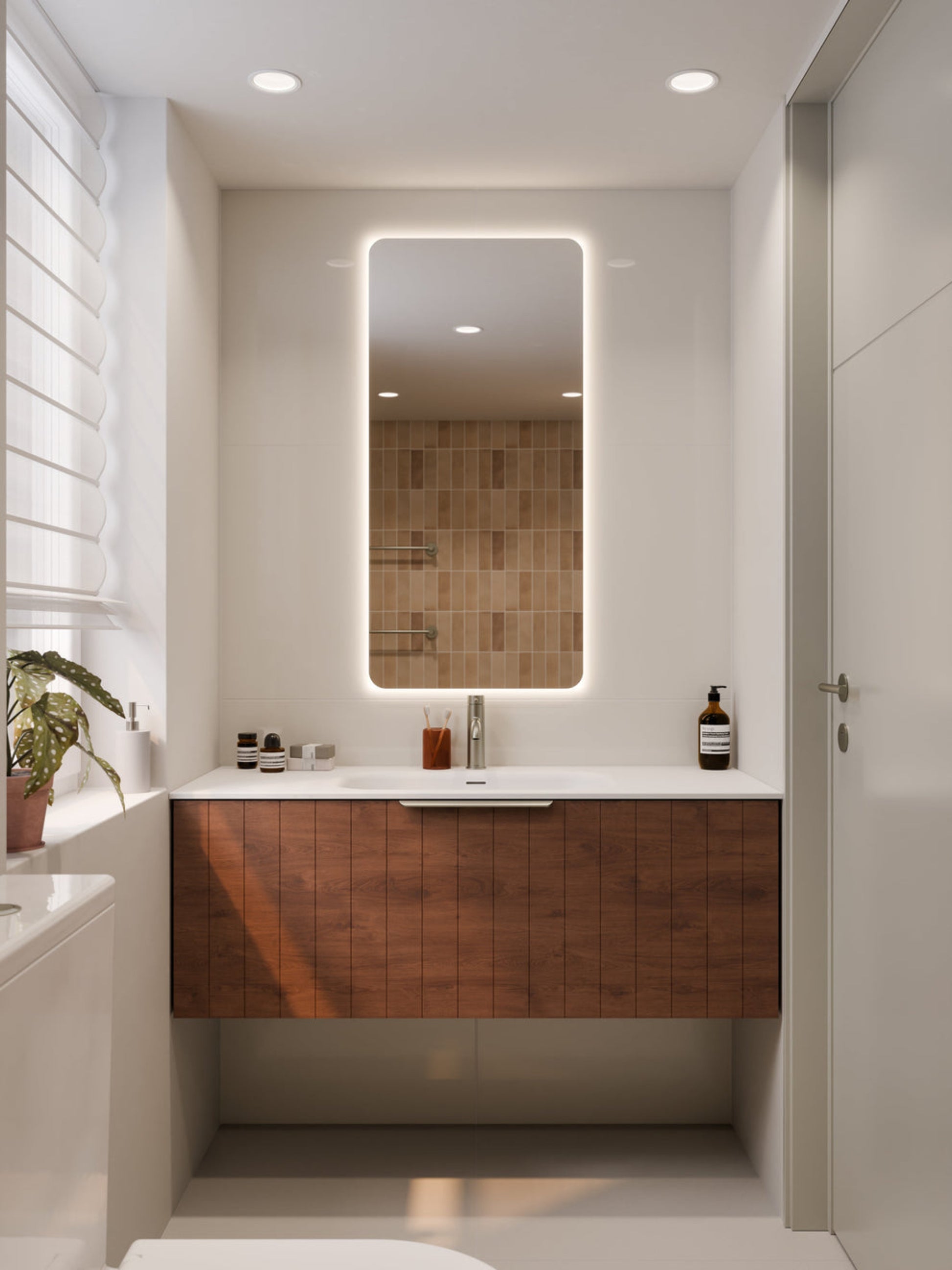 LINEARE 1200 COASTAL SINGLE DRAWER BATHROOM  VANITY WALNUT