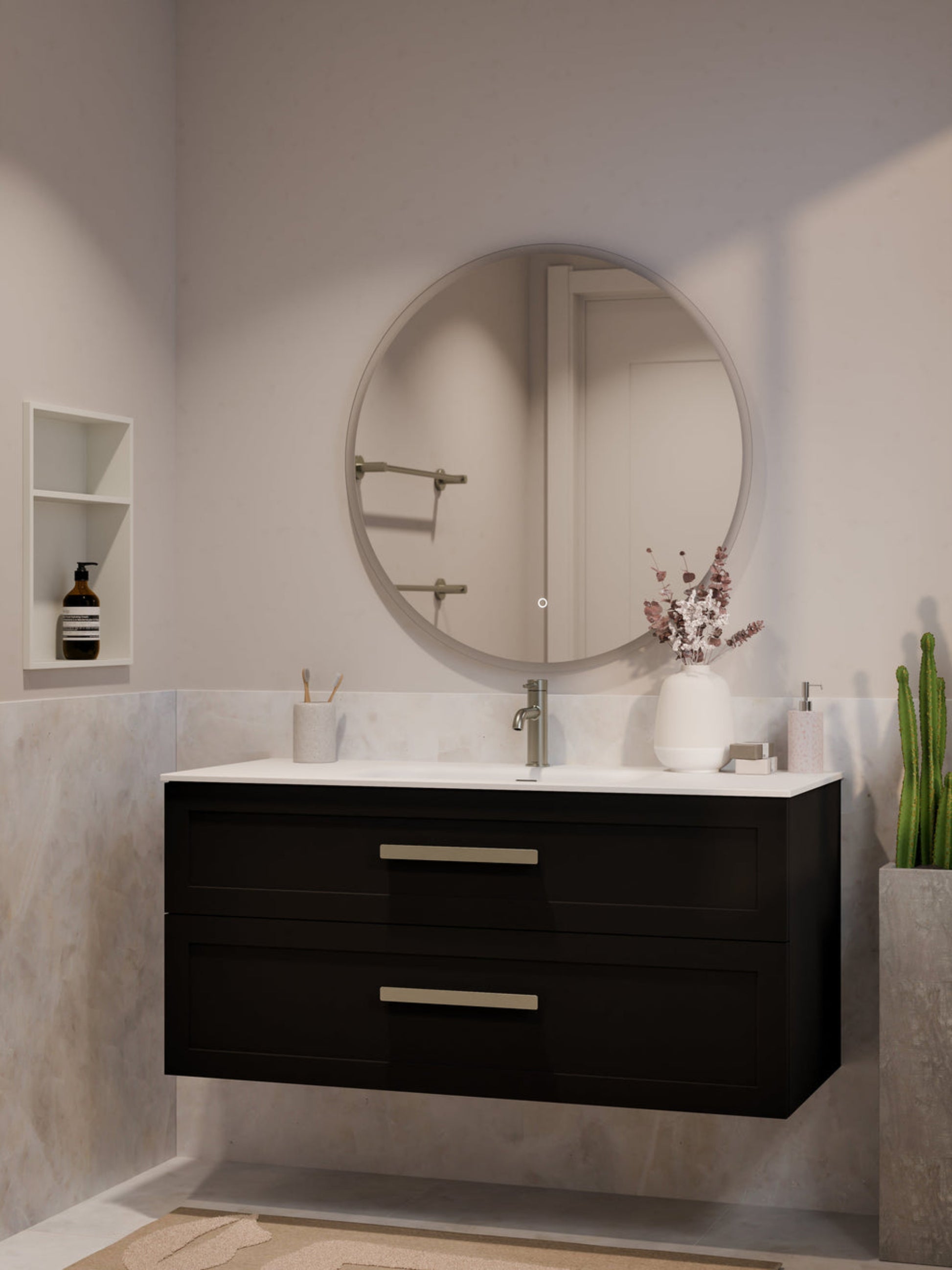 LINEARE 1200 LOFT DOUBLE DRAWER BATHROOM VANITY MATTE BLACK