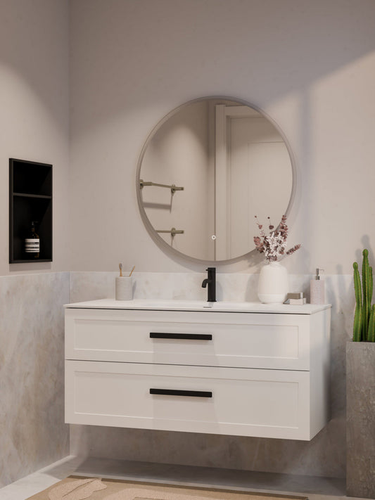 LINEARE 1200 LOFT DOUBLE DRAWER BATHROOM VANITY MATTE WHITE