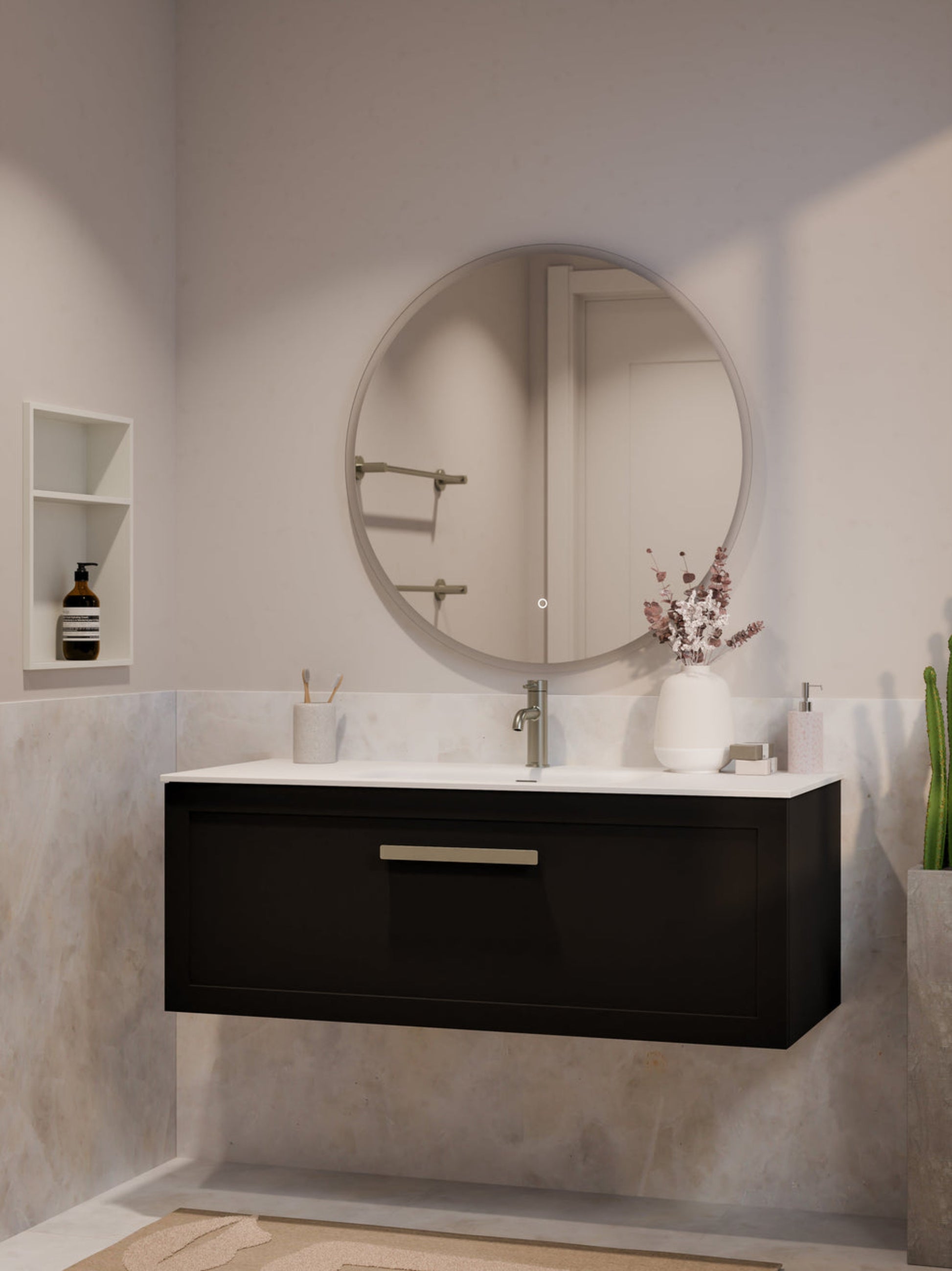 LINEARE 1200 LOFT SINGLE DRAWER BATHROOM VANITY MATTE BLACK