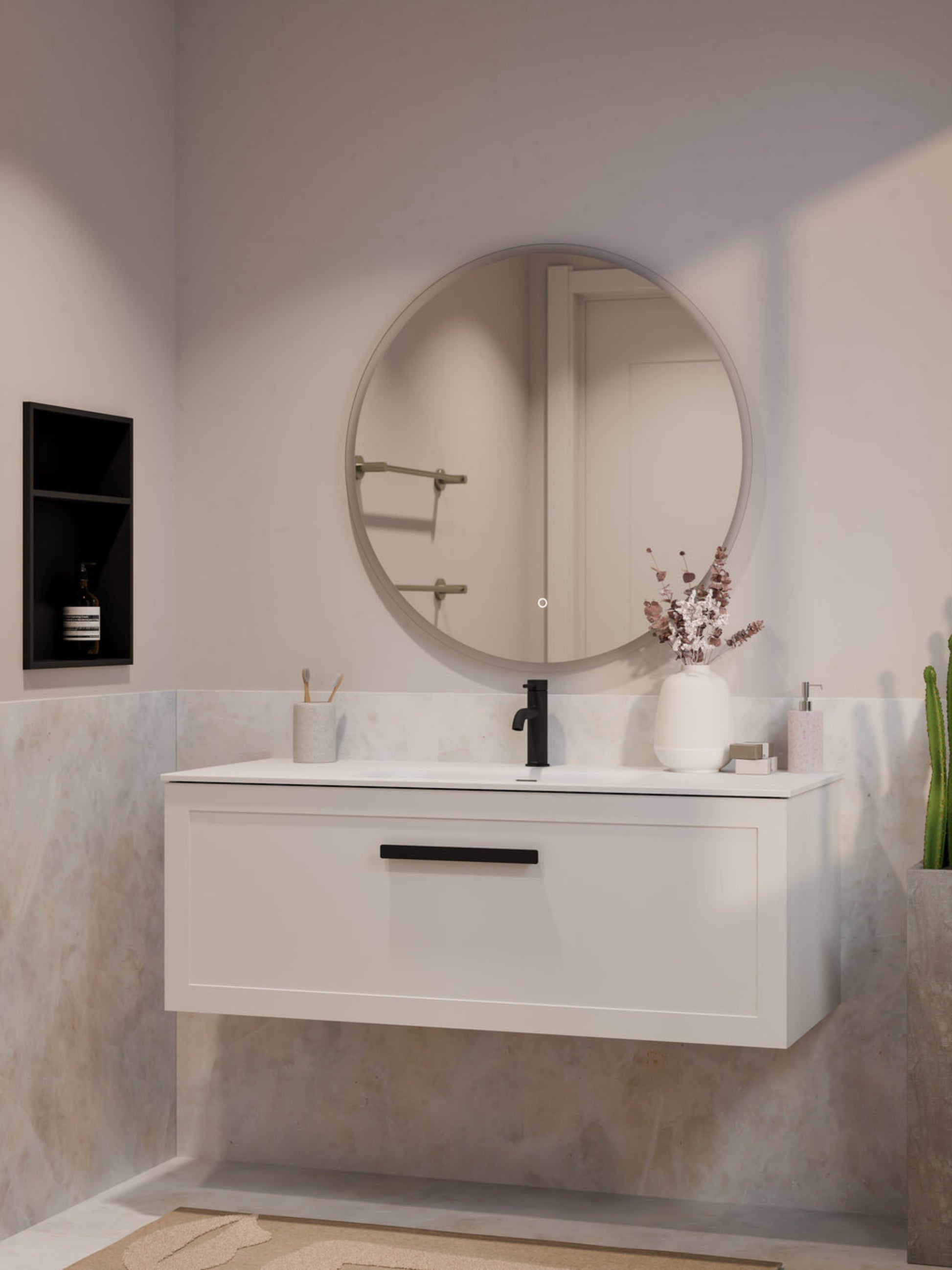 LINEARE 1200 LOFT SINGLE DRAWER BATHROOM VANITY MATTE WHITE