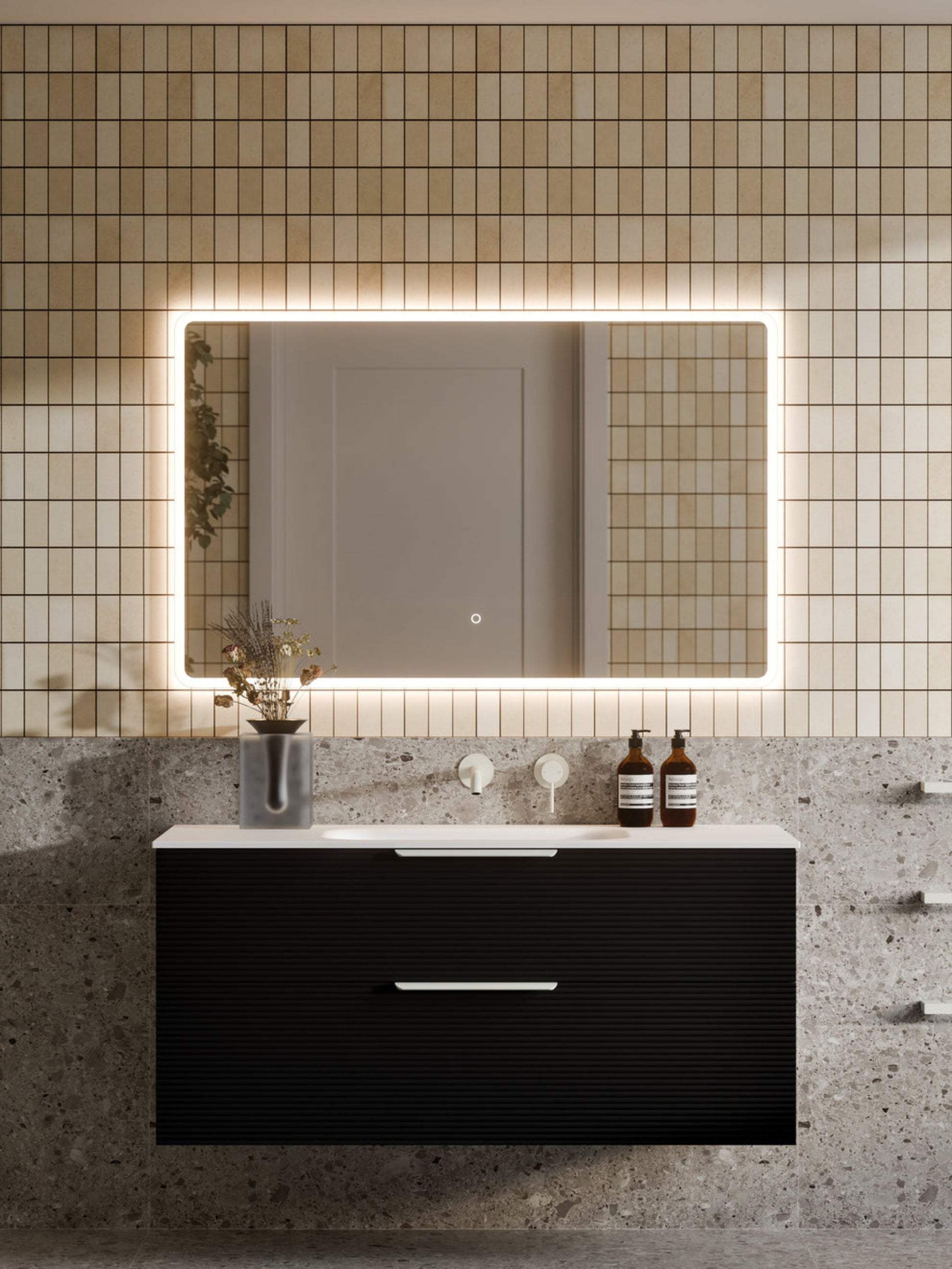 LINEARE 1200 ORCHARD DOUBLE DRAWER BATHROOM VANITY MATTE BLACK