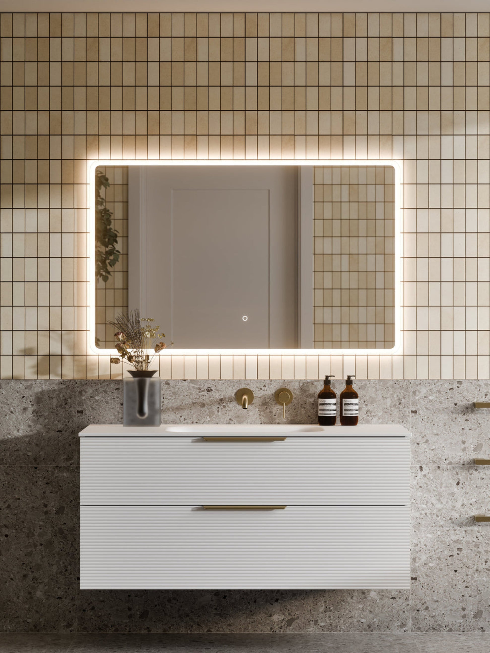 LINEARE 1200 ORCHARD DOUBLE DRAWER BATHROOM VANITY MATTE WHITE