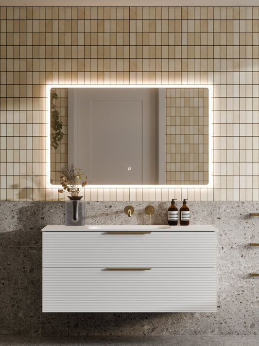 LINEARE 1200 ORCHARD DOUBLE DRAWER BATHROOM VANITY MATTE WHITE