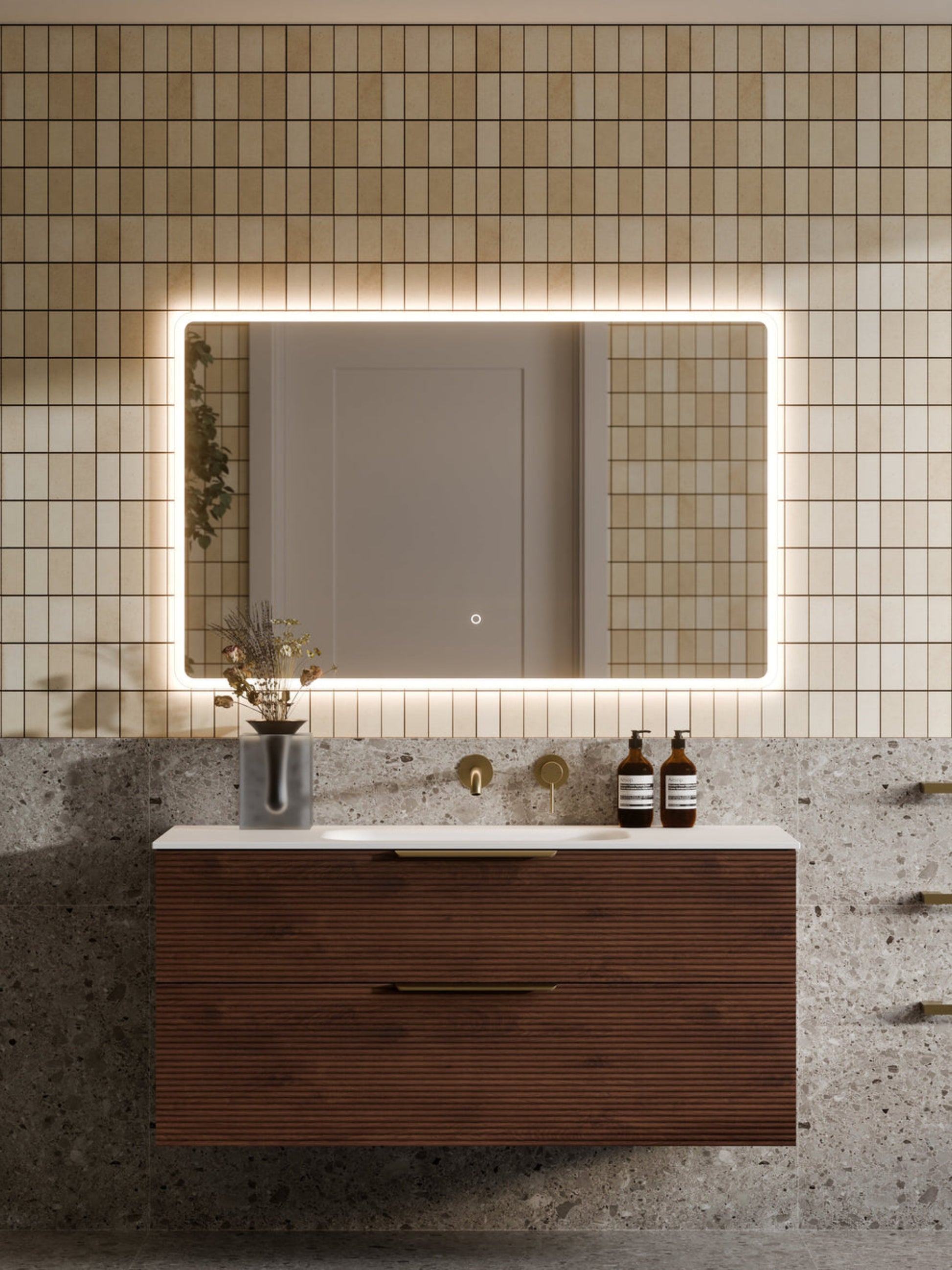 LINEARE 1200 ORCHARD DOUBLE DRAWER BATHROOM VANITY WALNUT