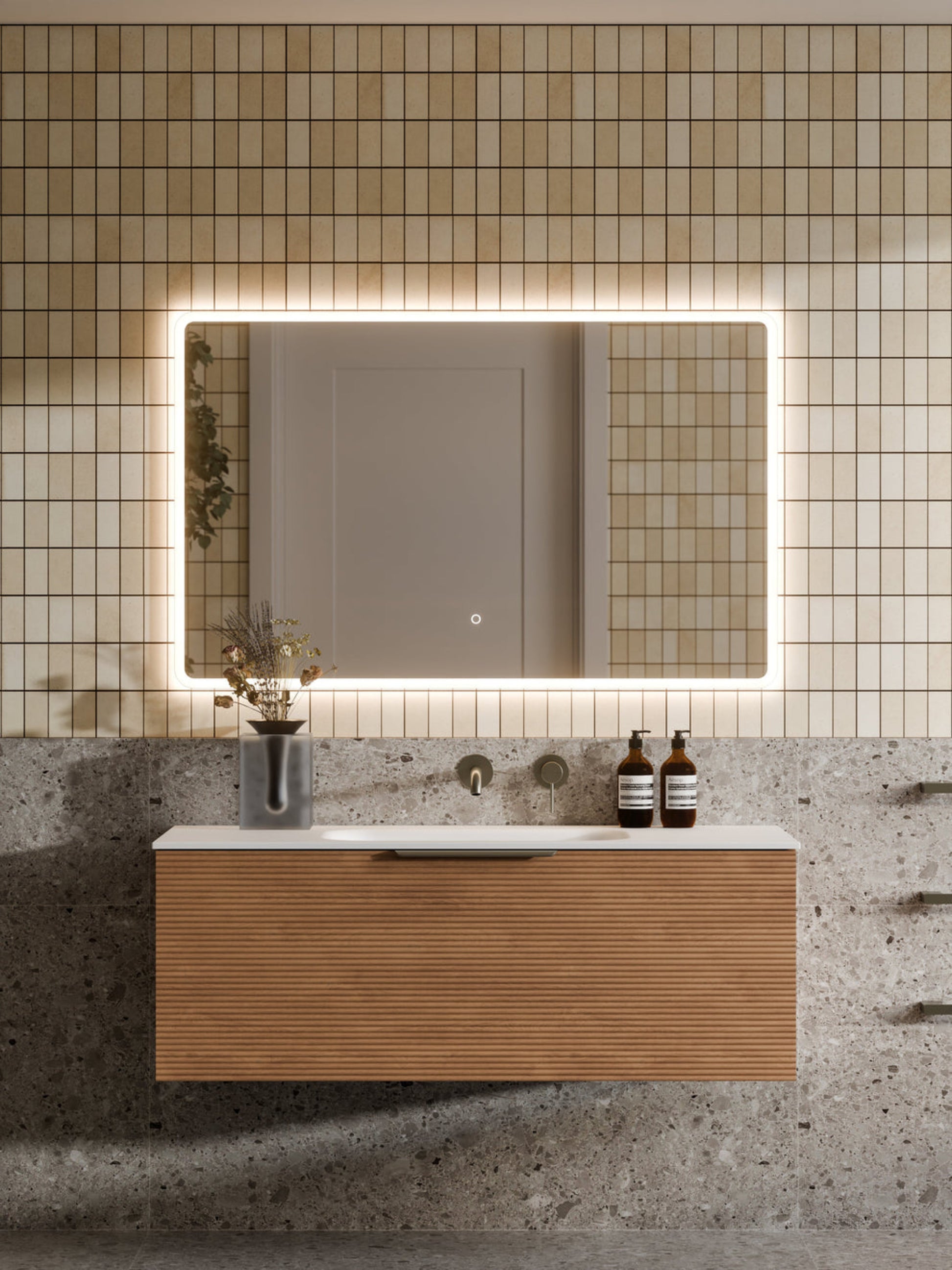 LINEARE 1200 ORCHARD SINGLE DRAWER BATHROOM VANITY DEVON OAK