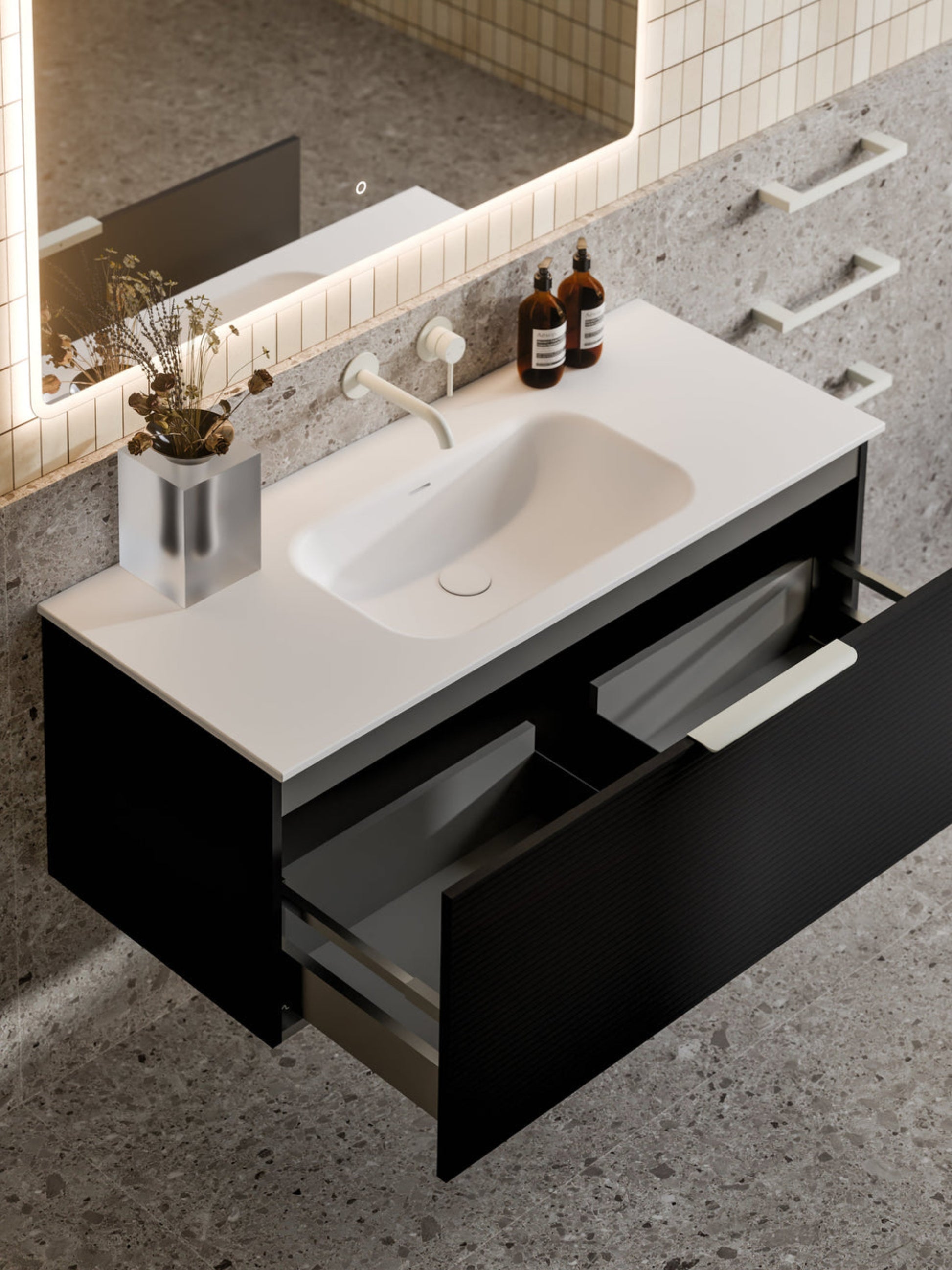 LINEARE 1200 ORCHARD SINGLE DRAWER BATHROOM VANITY MATTE BLACK