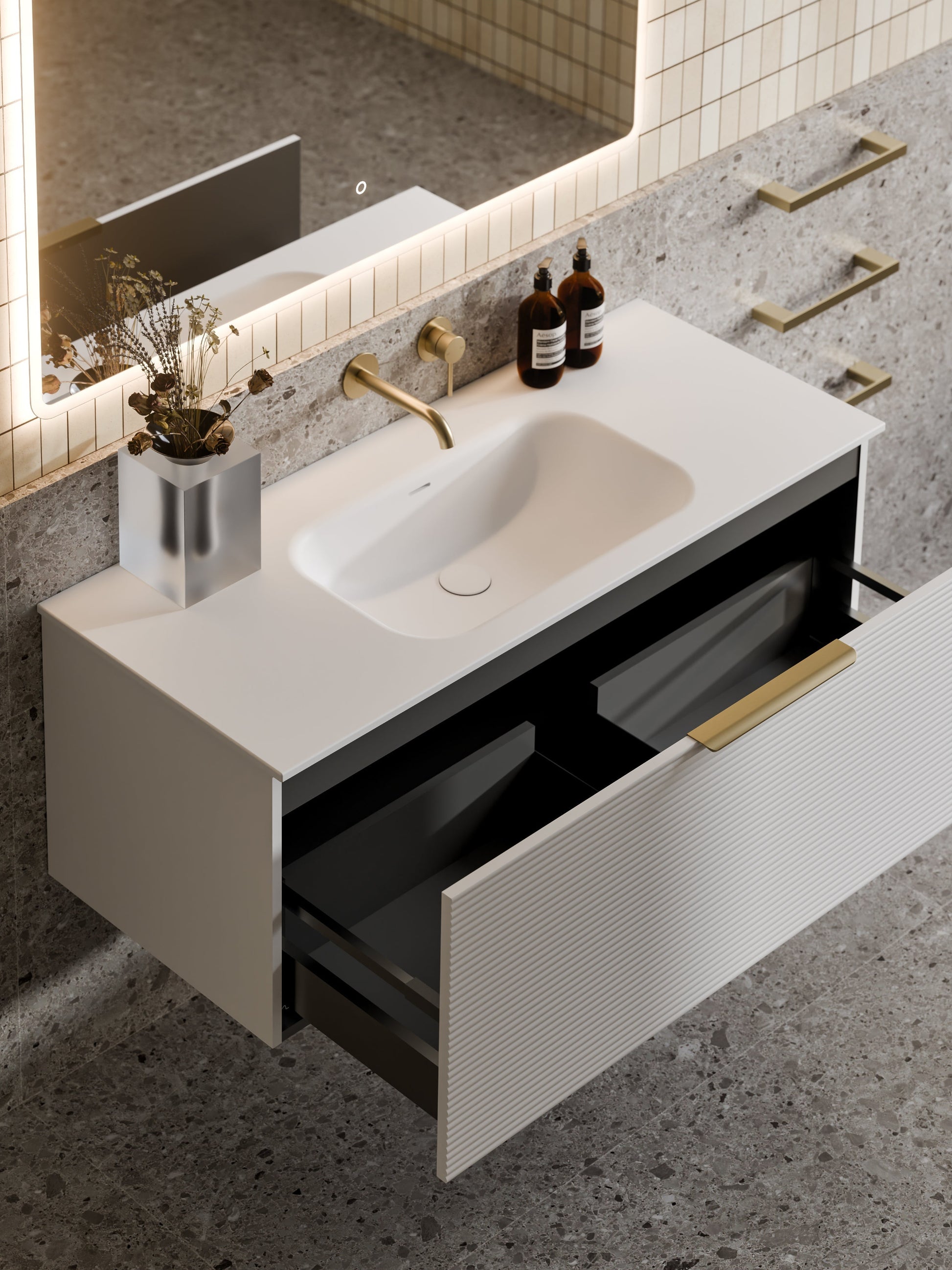 LINEARE 1200 ORCHARD SINGLE DRAWER BATHROOOM VANITY MATTE WHITE