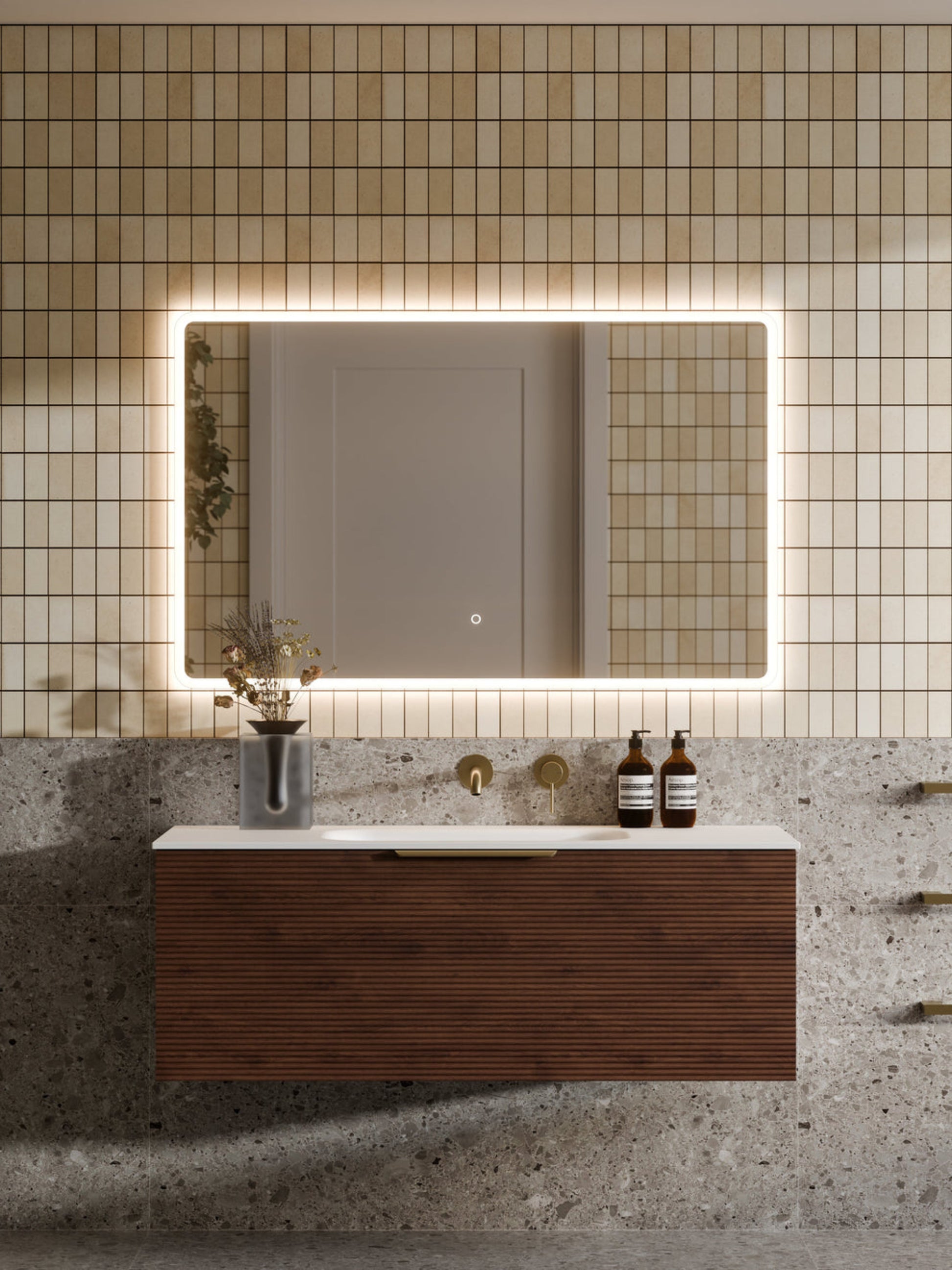 LINEARE 1200 ORCHARD SINGLE DRAWER BATHROOM VANITY WALNUT