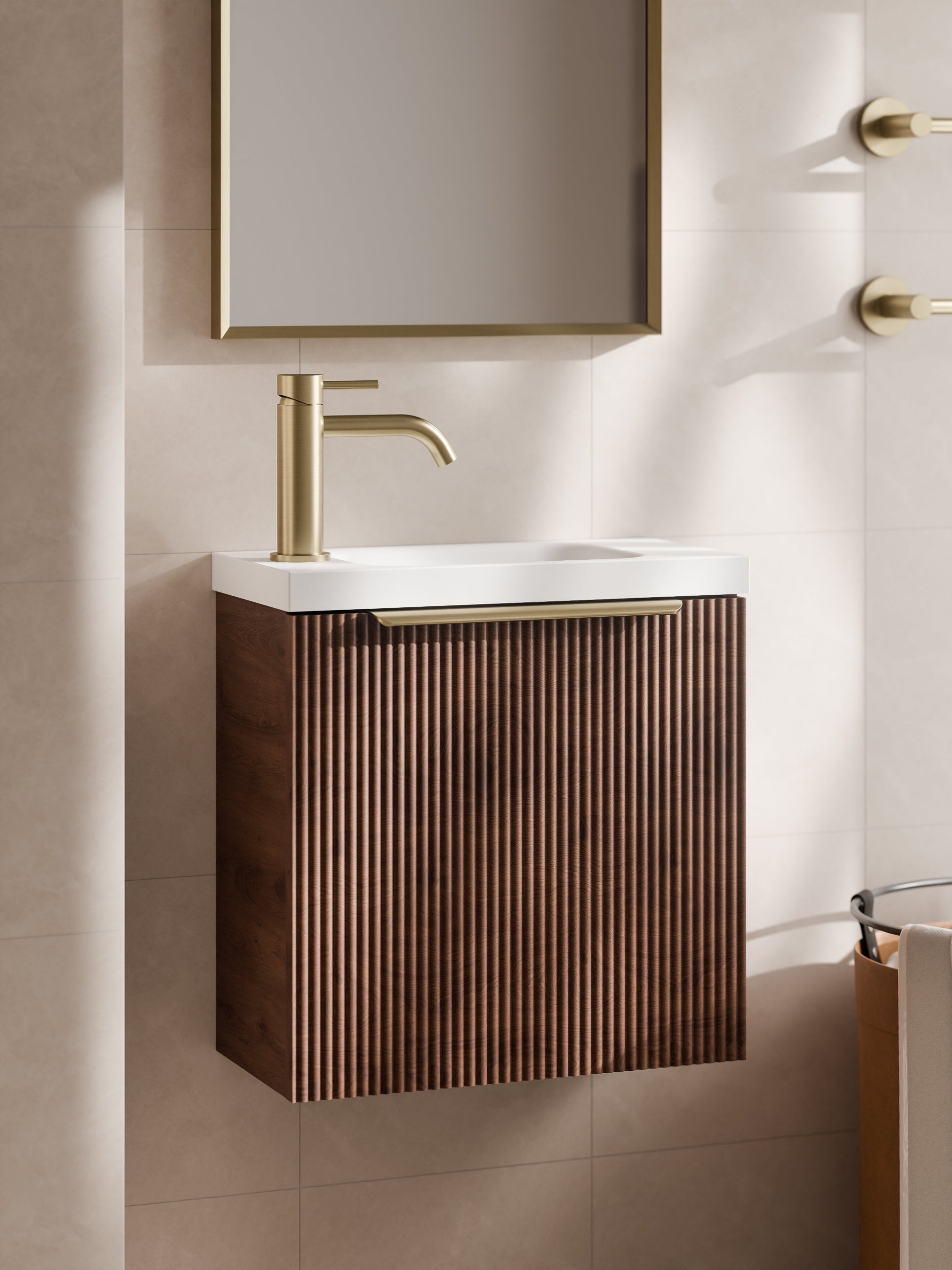 LINEARE 450 PILLAR BATHROOM VANITY WALNUT