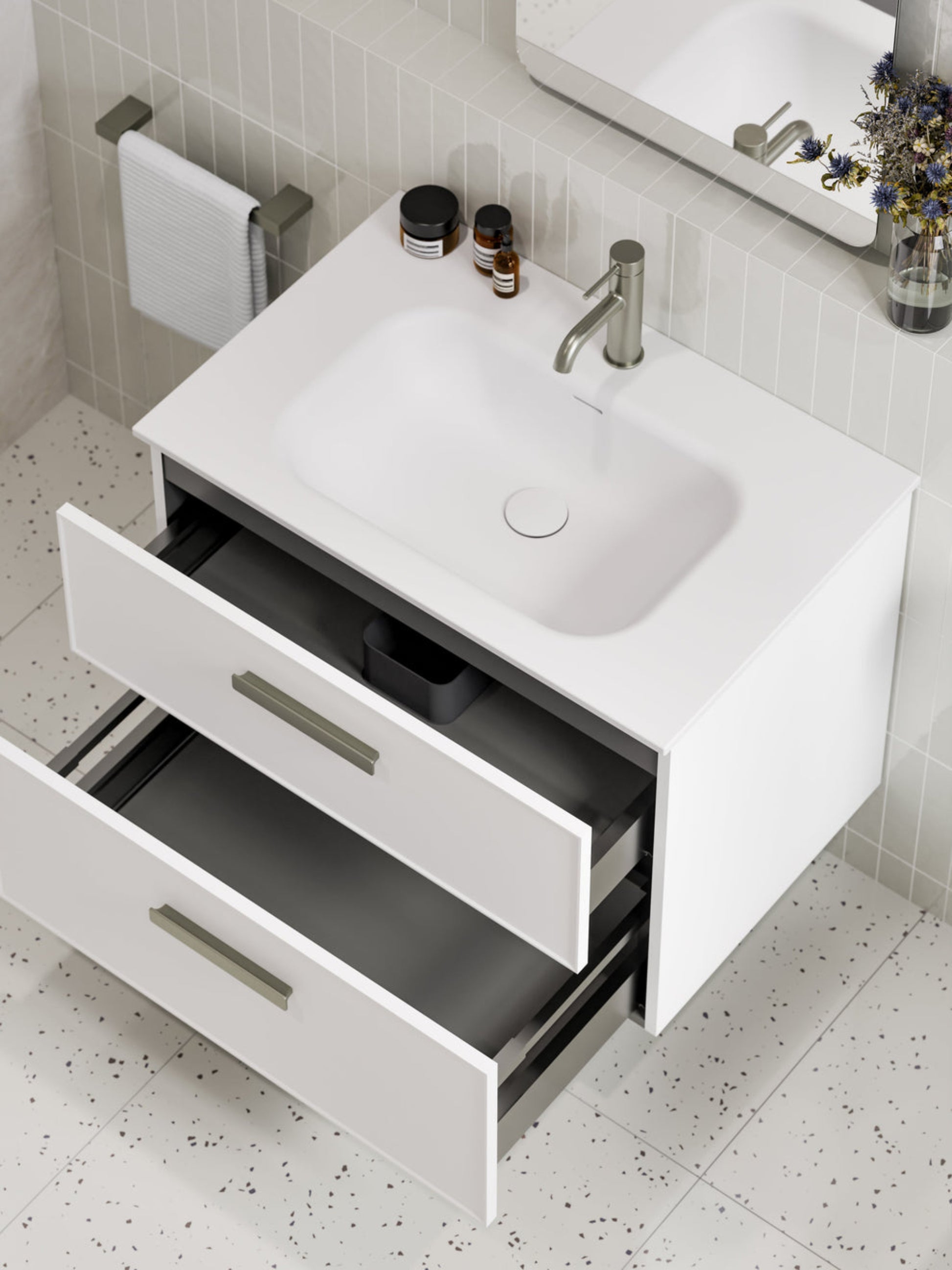 LINEARE 750 AXEL DOUBLE DRAWER VANITY MATTE WHITE