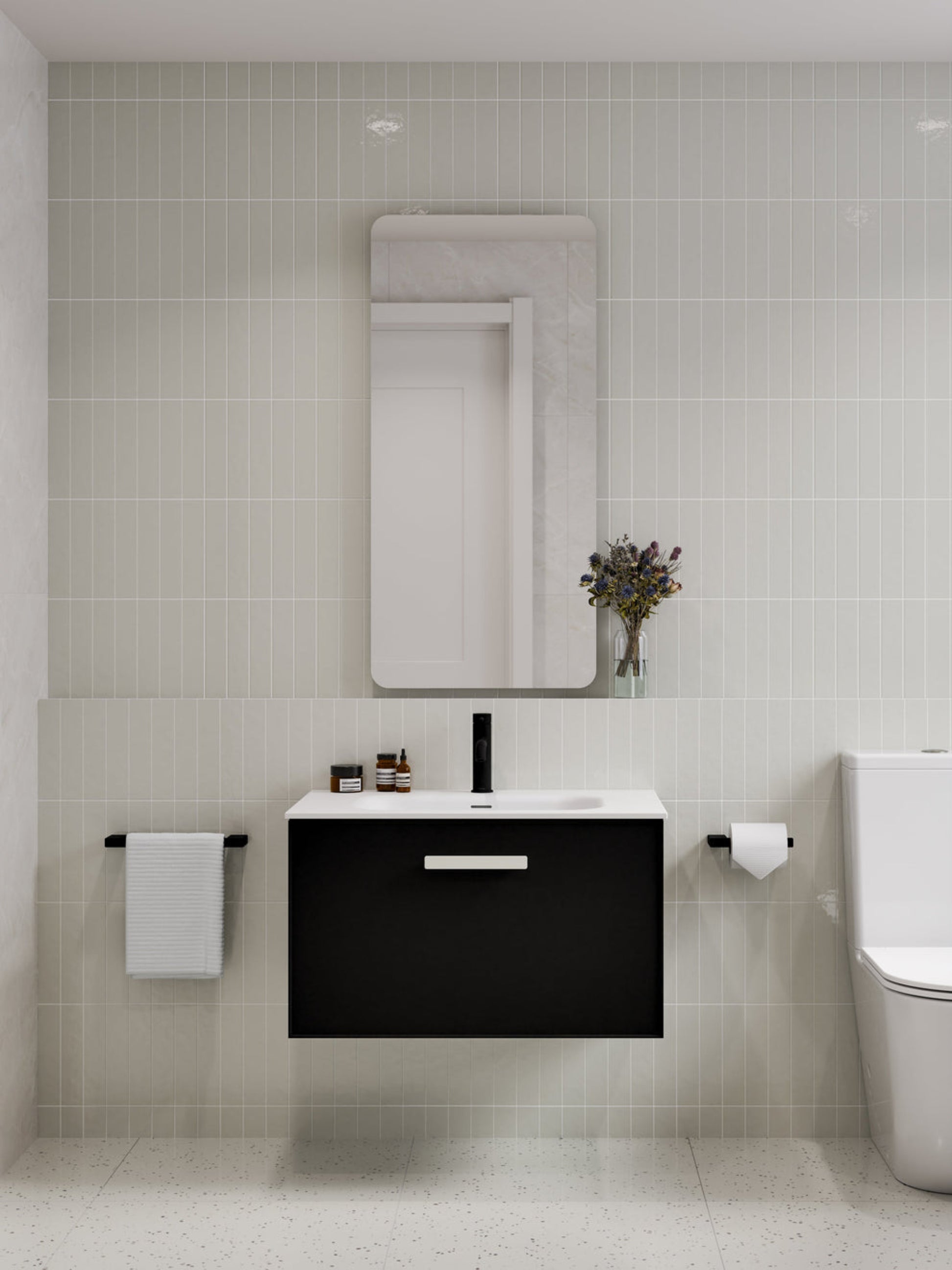 LINEARE 750 AXEL SINGLE DRAWER BATHROOM VANITY MATTE BLACK