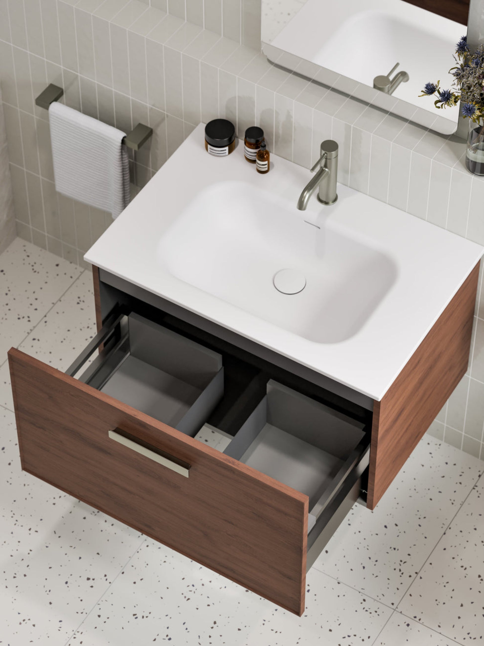LINEARE 750 AXEL SINGLE DRAWER BATHROOM VANITY WALNUT