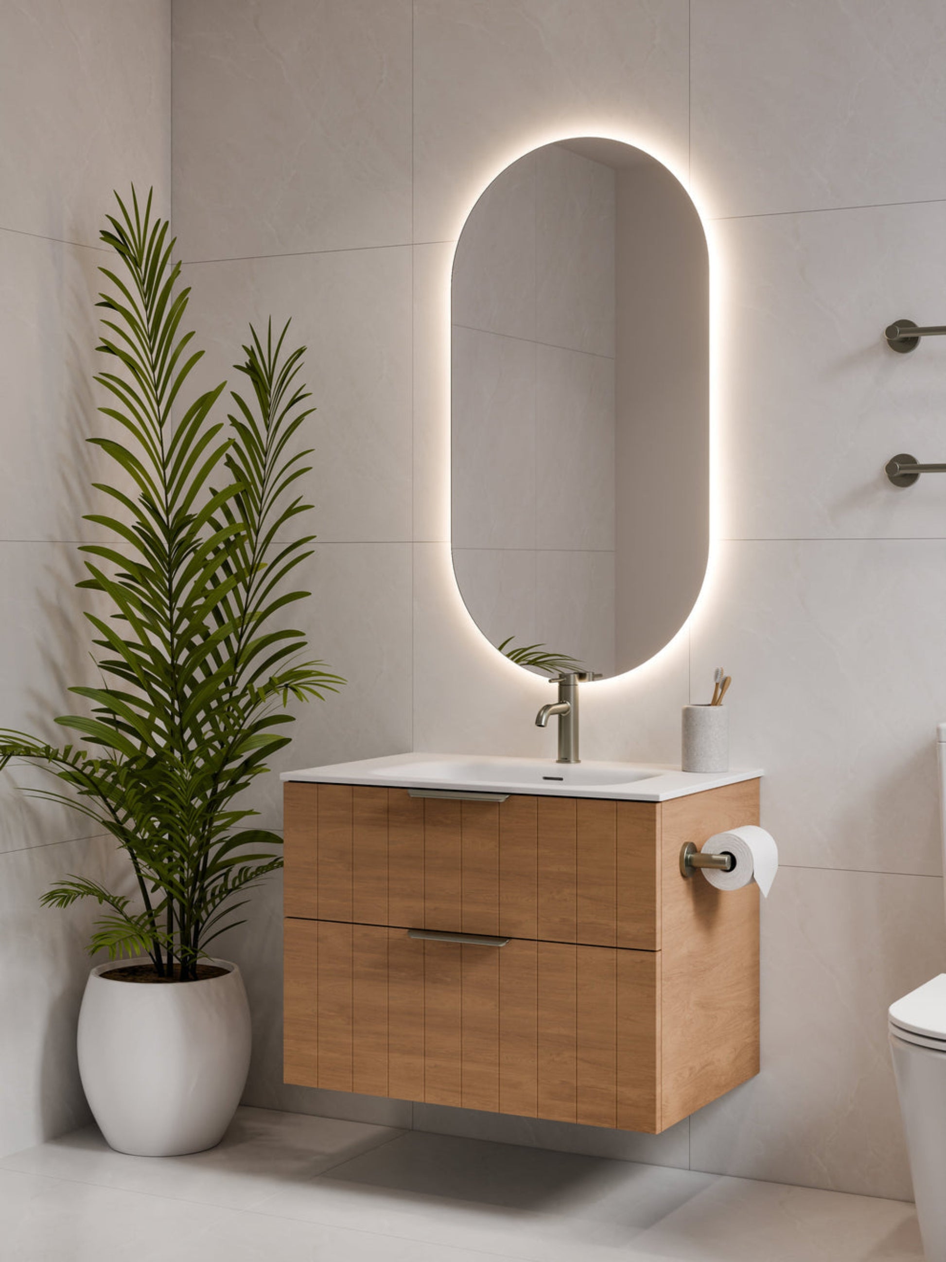 LINEARE 750 COASTAL DOUBLE DRAWER BATHROOM VANITY DEVON OAK