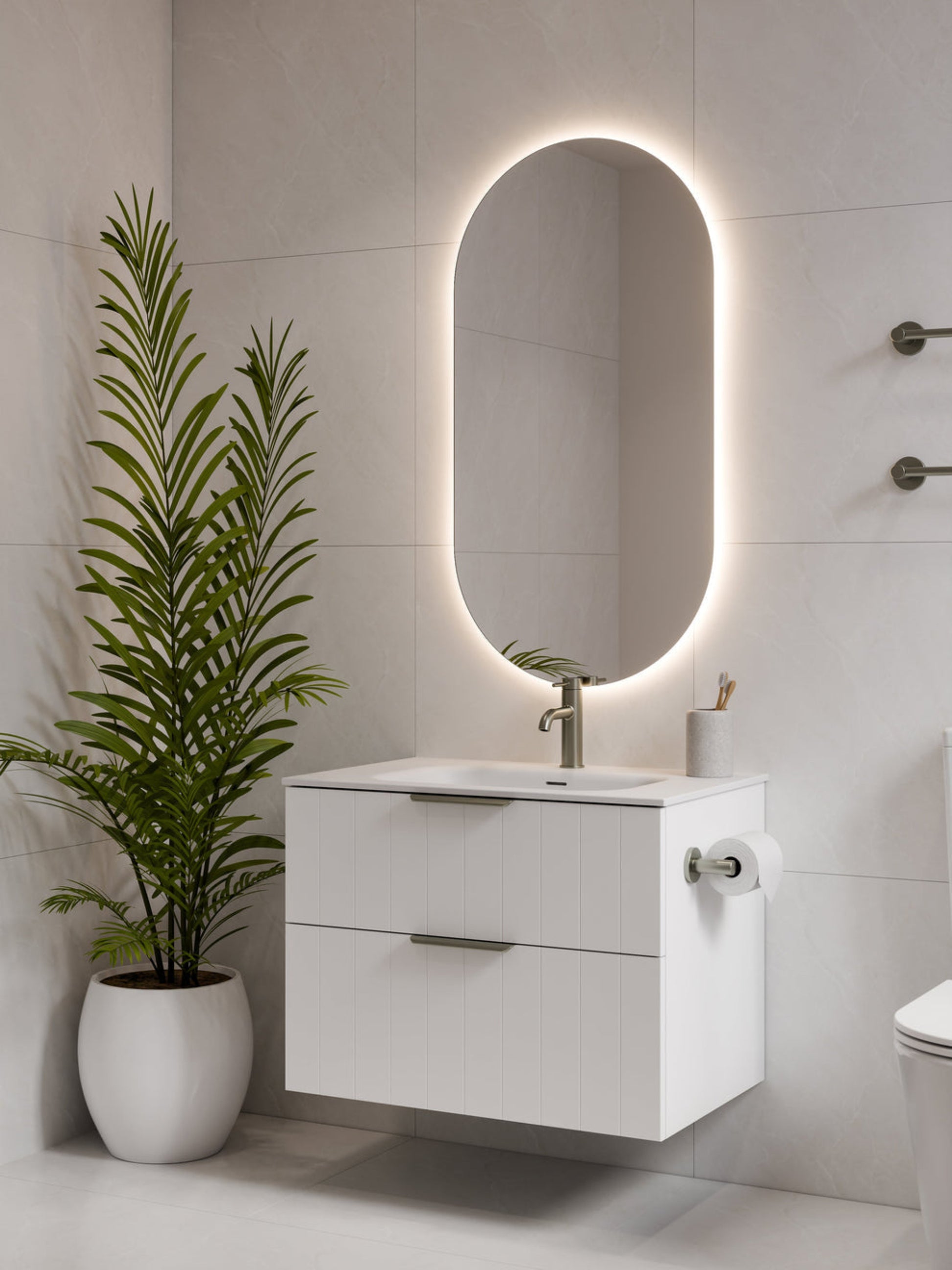 LINEARE 750 COASTAL DOUBLE DRAWER BATHROOM VANITY MATTE WHITE