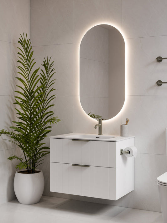 LINEARE 750 COASTAL DOUBLE DRAWER BATHROOM VANITY MATTE WHITE