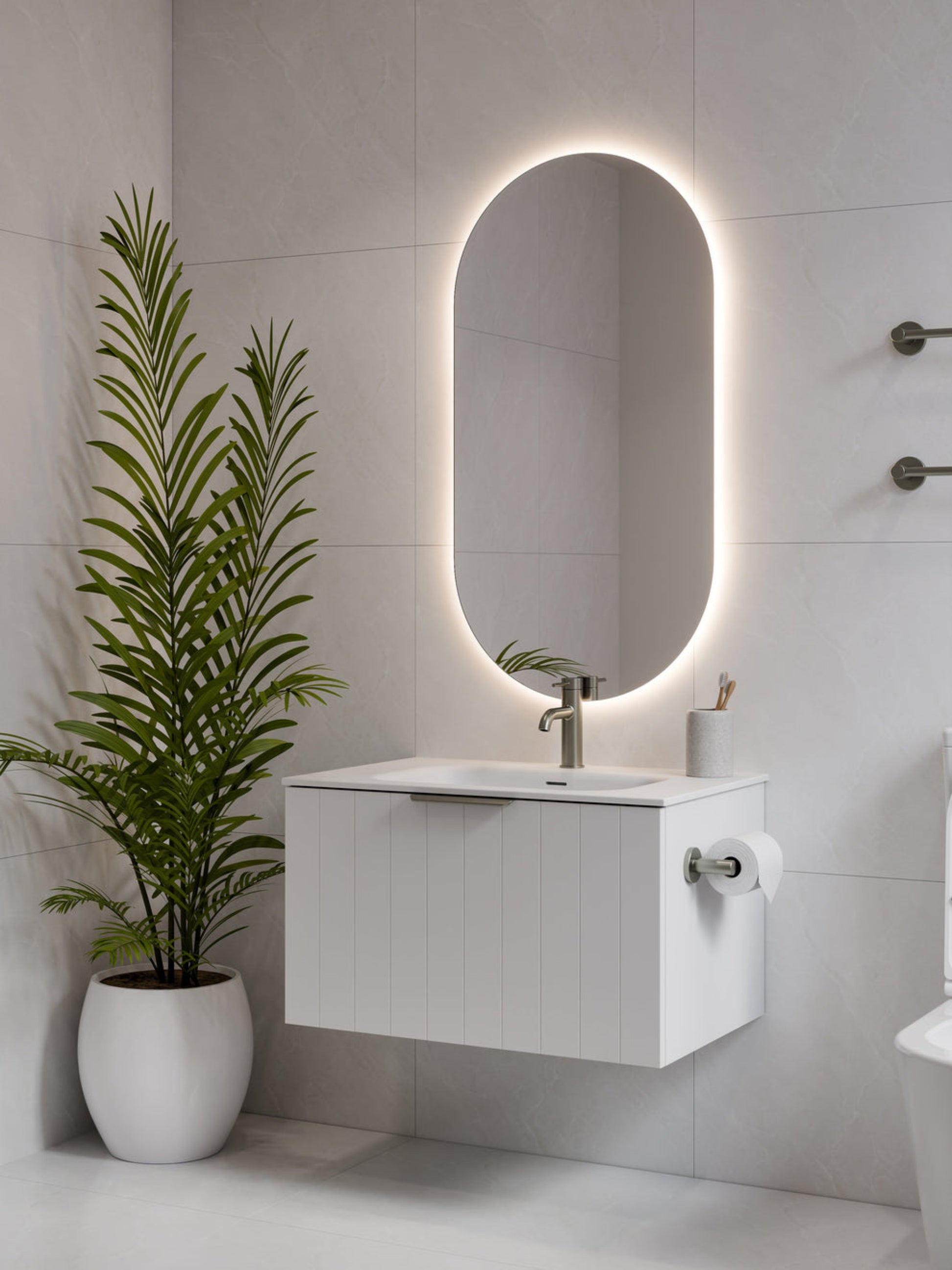 LINEARE 750 COASTAL SINGLE DRAWER BATHROOM VANITY MATTE WHITE