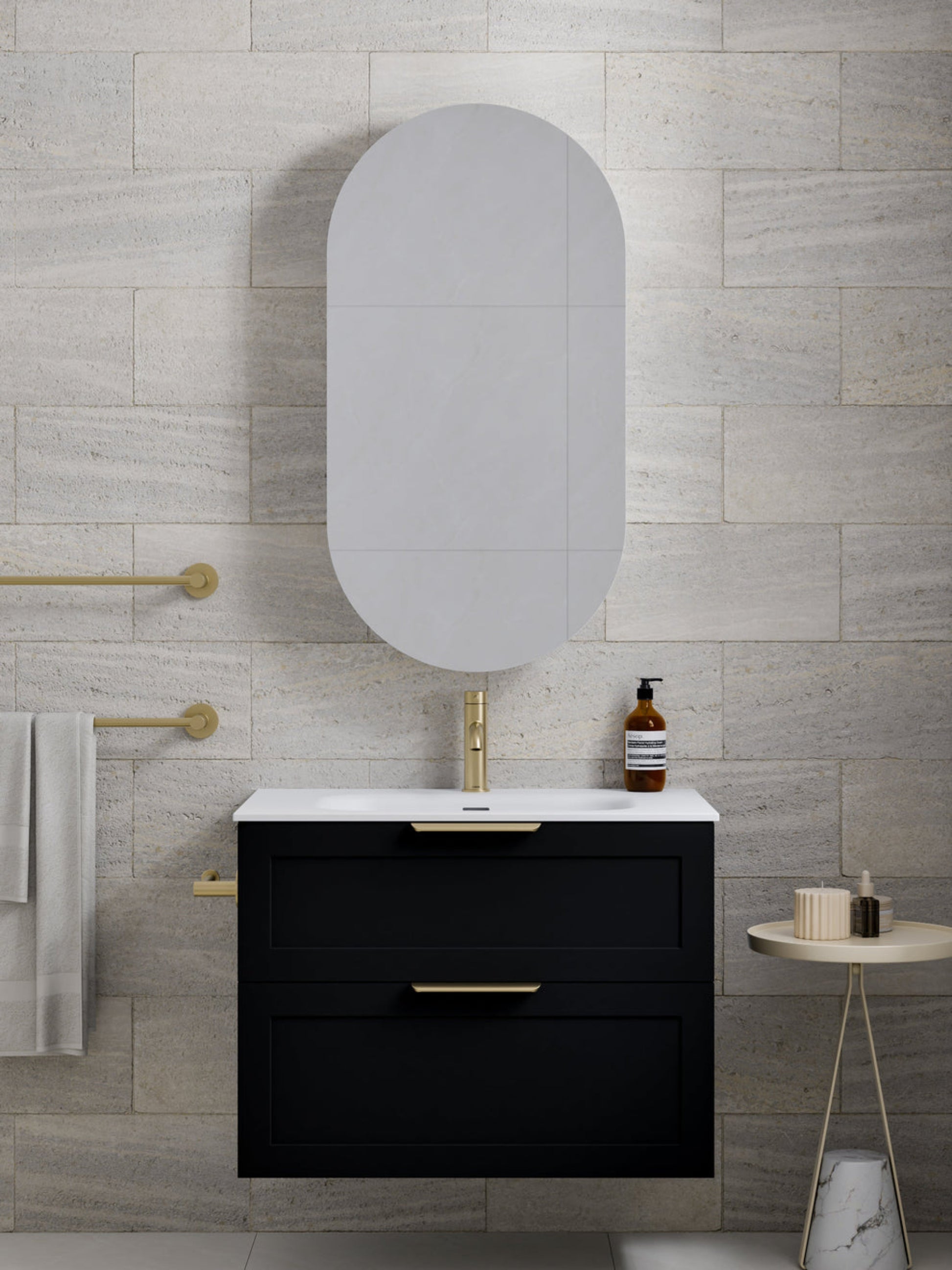 LINEARE 750 LOFT DOUBLE DRAWER BATHROOM VANITY MATTE BLACK