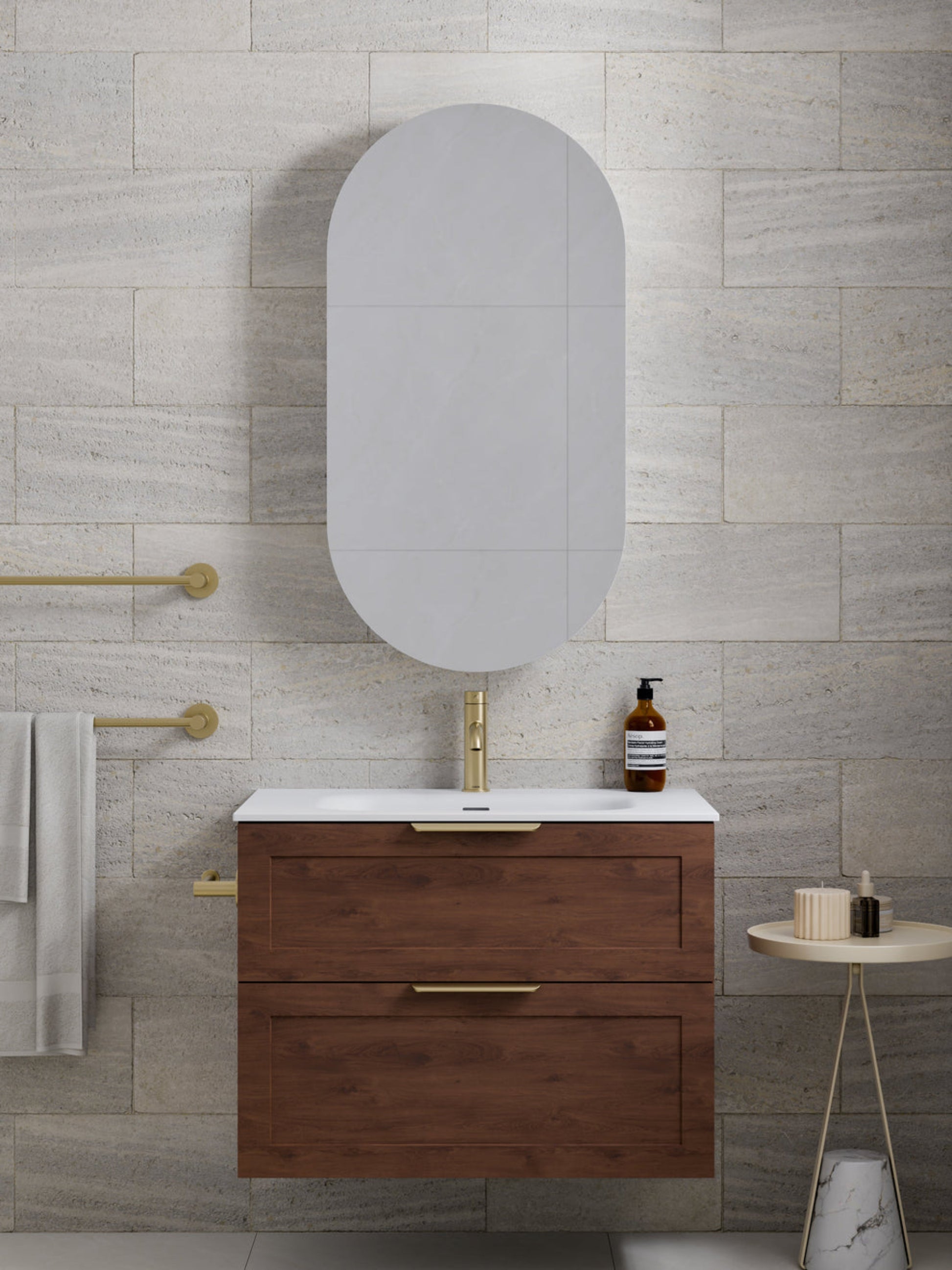 LINEARE 750 LOFT DOUBLE DRAWER BATHROOM VANITY WALNUT